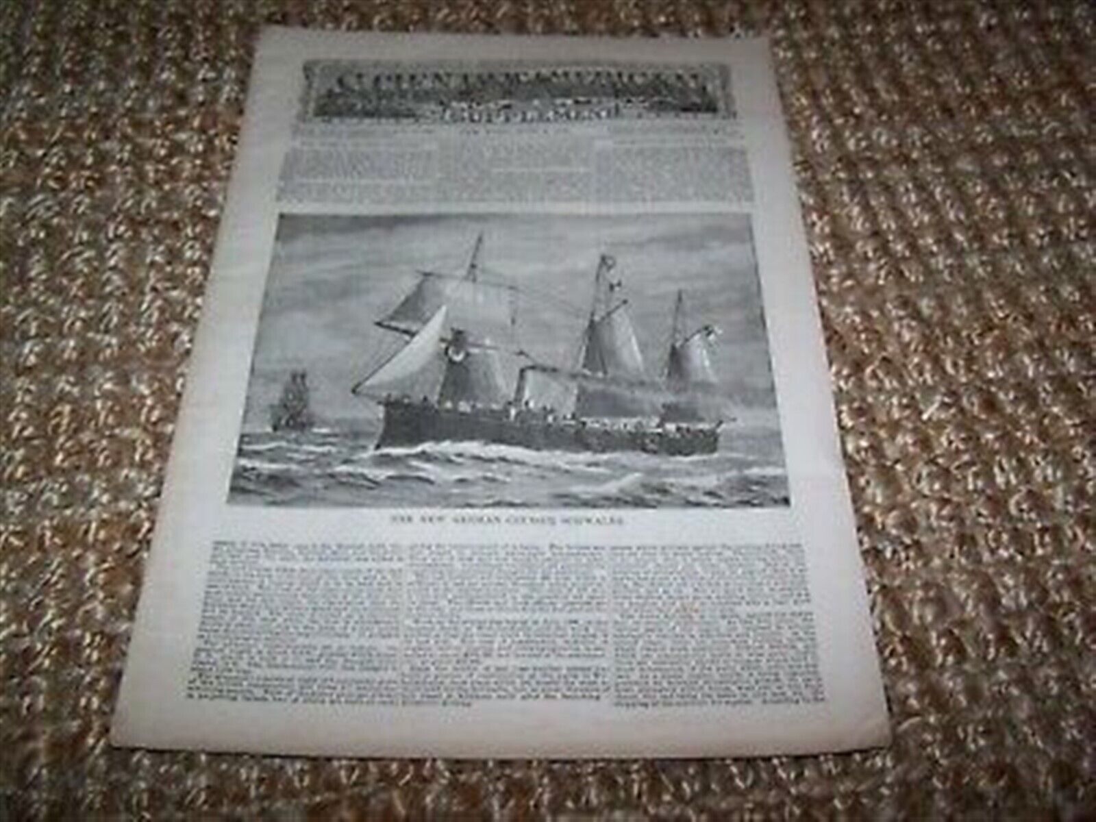 original June 9, 1888 Scientific American Supplement, German Cruiser Schwalbe +