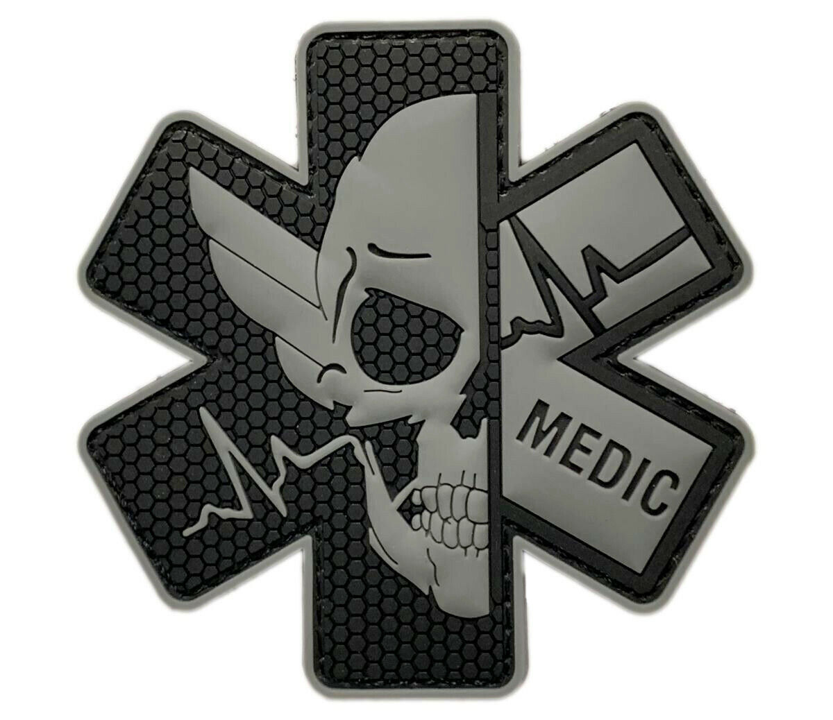 Medic EMT Paramedic Skull Patch [PVC Rubber- Hook Fastener-MS71]