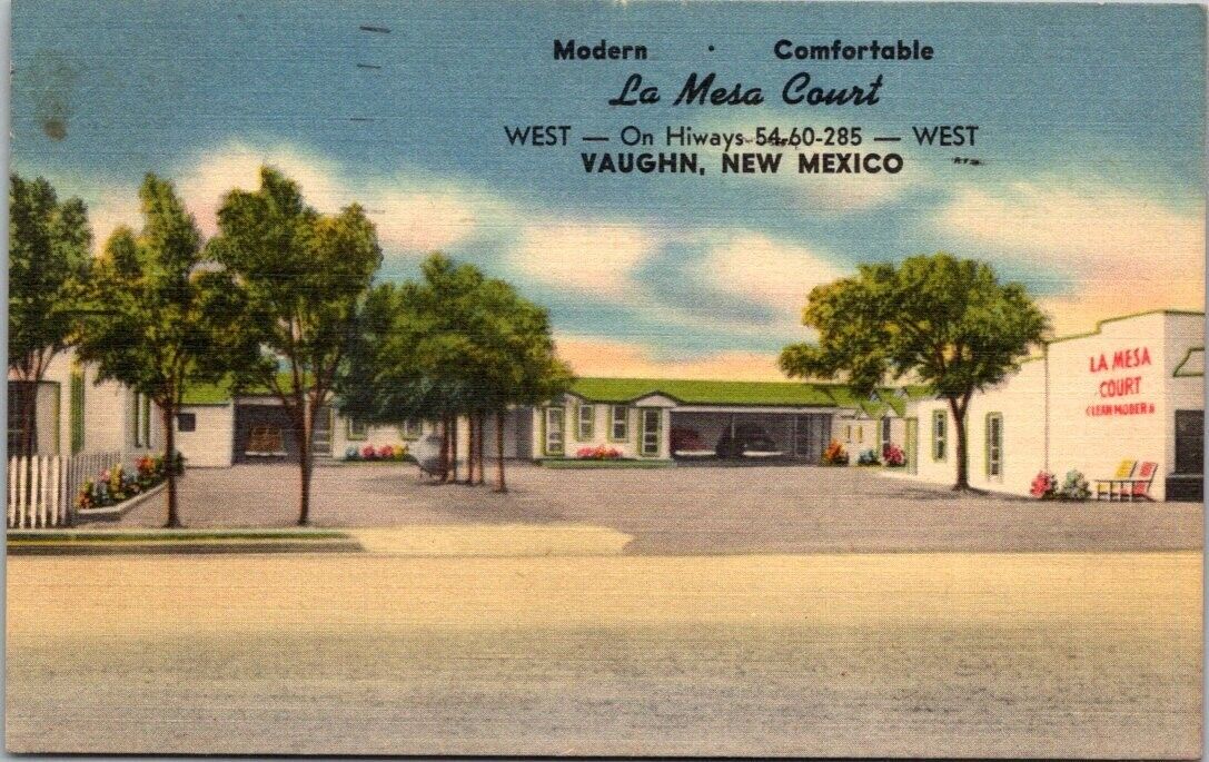 La Mesa Court Vaughn New Mexico Vintage Linen Postcard B33