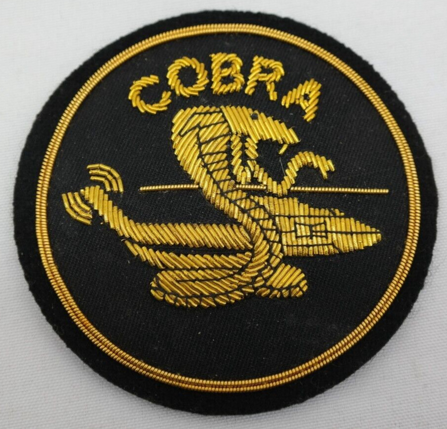 Vintage AH-1 Cobra Attack Helicopter Shoulder Crest Bullion Patch Black & Gold