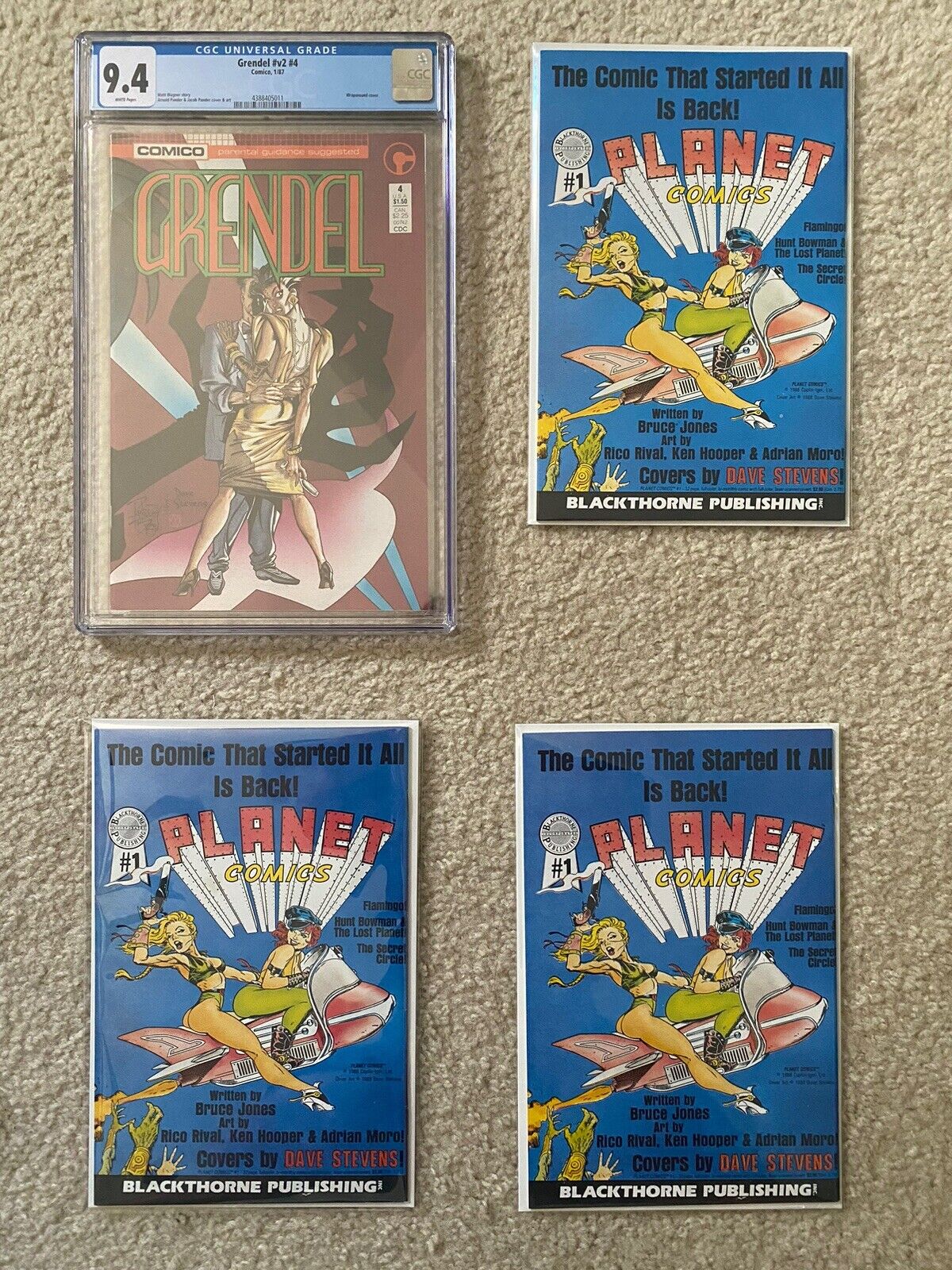 Grendel #4 CGC Dave Stevens Art Planet Comics 1 Back Cover Art X 3 Copies