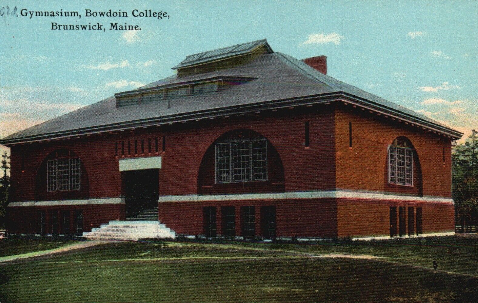 Postcard ME Brunswick Bowdoin College Gymnasium 1913 Divided Vintage PC H5354