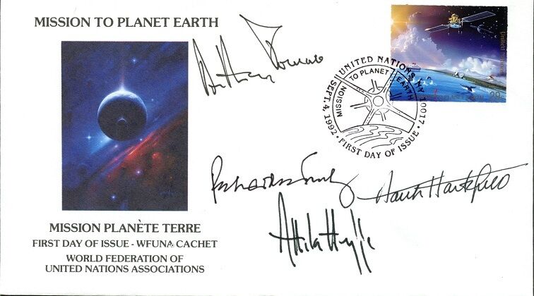 WFUNA Artist Signed Cover - MISSION TO PLANET EARTH - Four Autographs