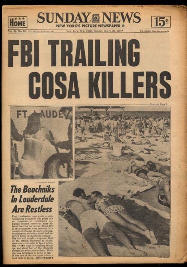 NY Sunday NEWS 3/26 1967 FBI chases Cosa Nostra; Mets win Yanks lose; New Left