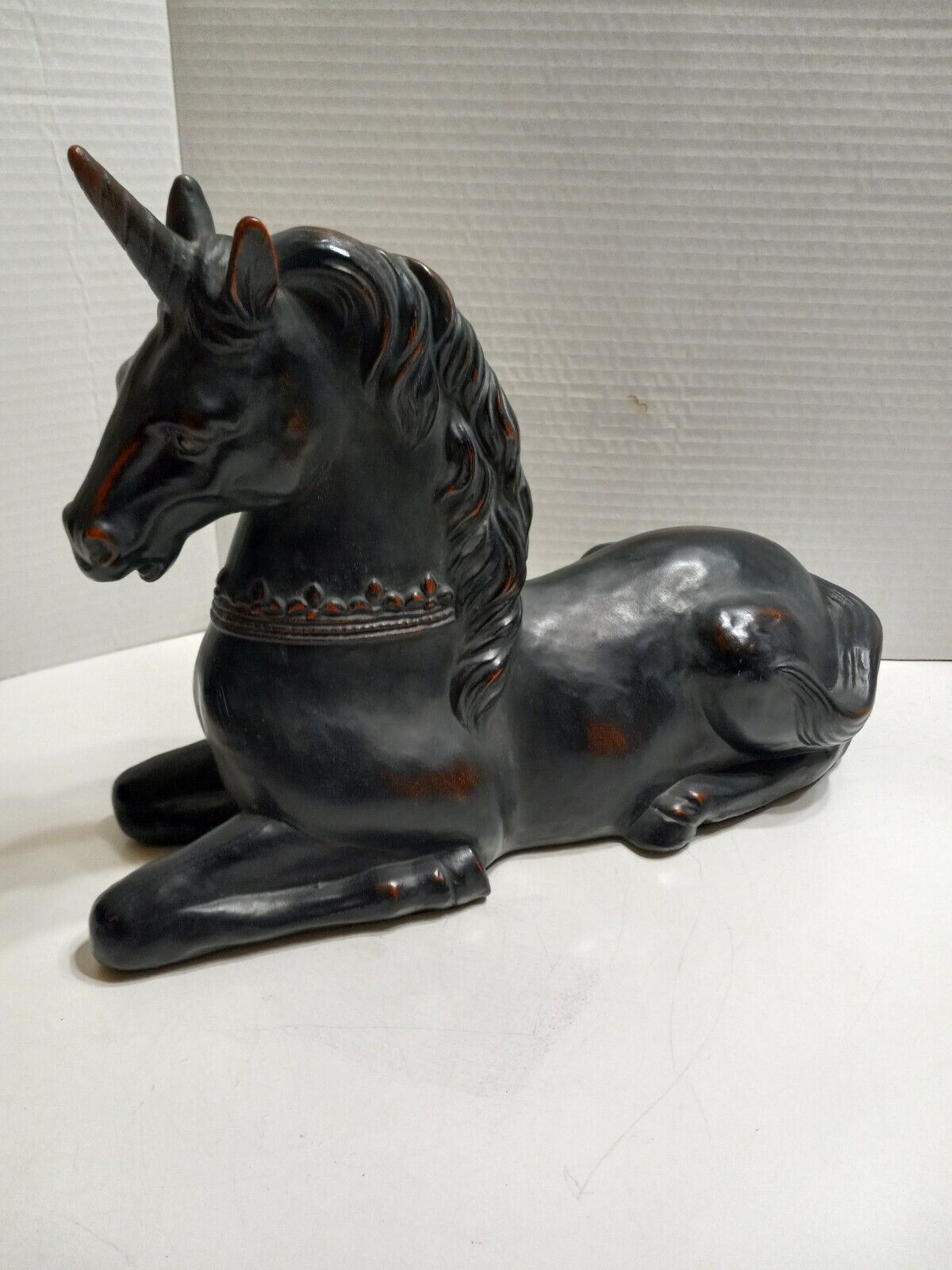 RARE FITZ AND FLOYD Ceramic Vernissage Handpainted Black Unicorn Statue...