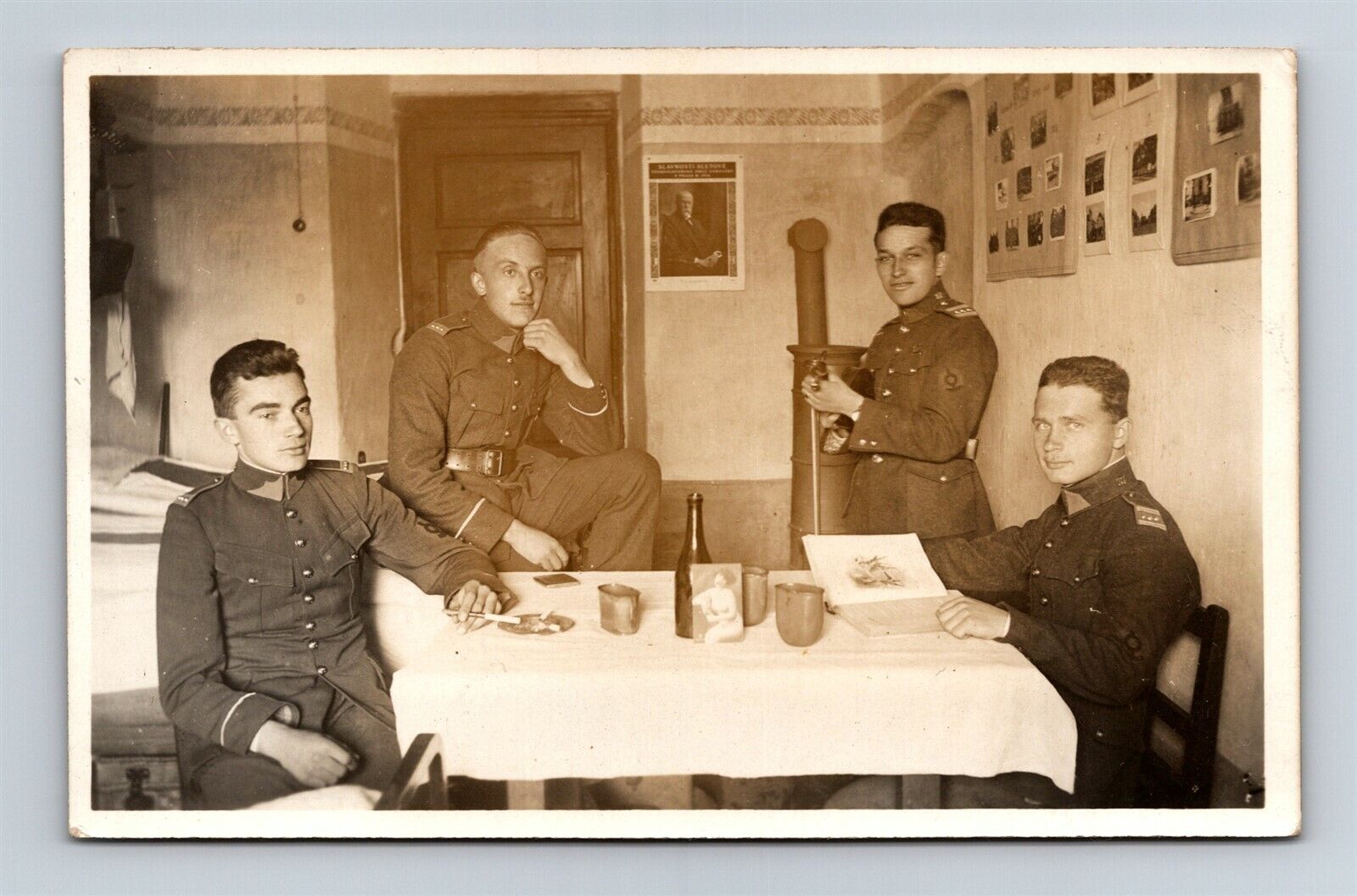 Postcard c1930s Slovak Republic Soldiers Real Photo RPPC Z8
