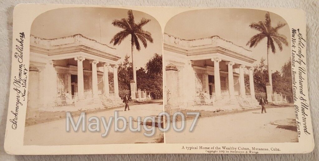 Antique Underwood Stereoview Card Home House Wealthy Cuban Matanzas Cuba Scenery