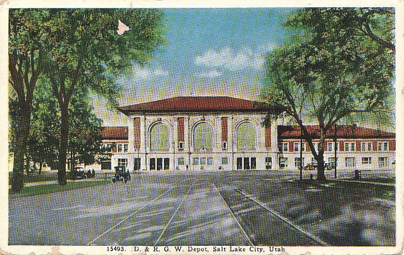 Postcard D. & R.G.W. Depot Salt Lake City UT