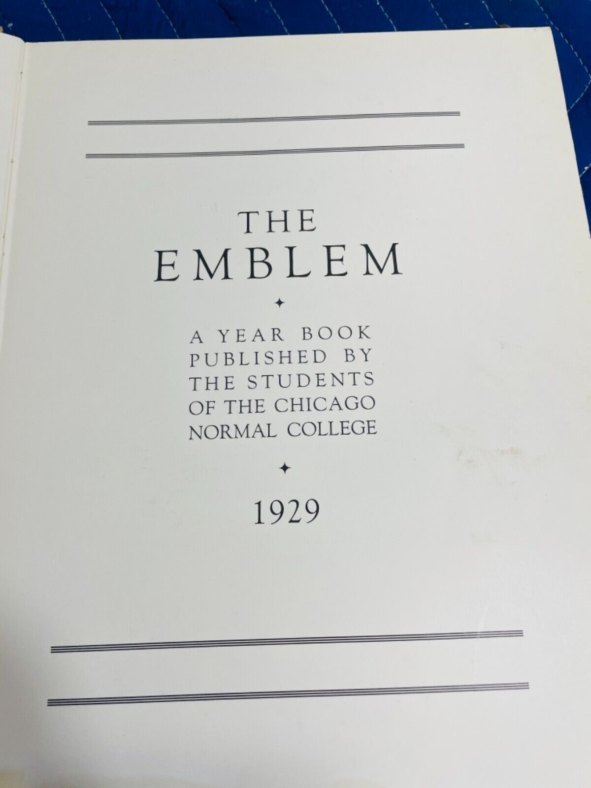 1929 / 1930  The Emblem Normal COLLEGE YEARBOOK Chicago Illinois Antique