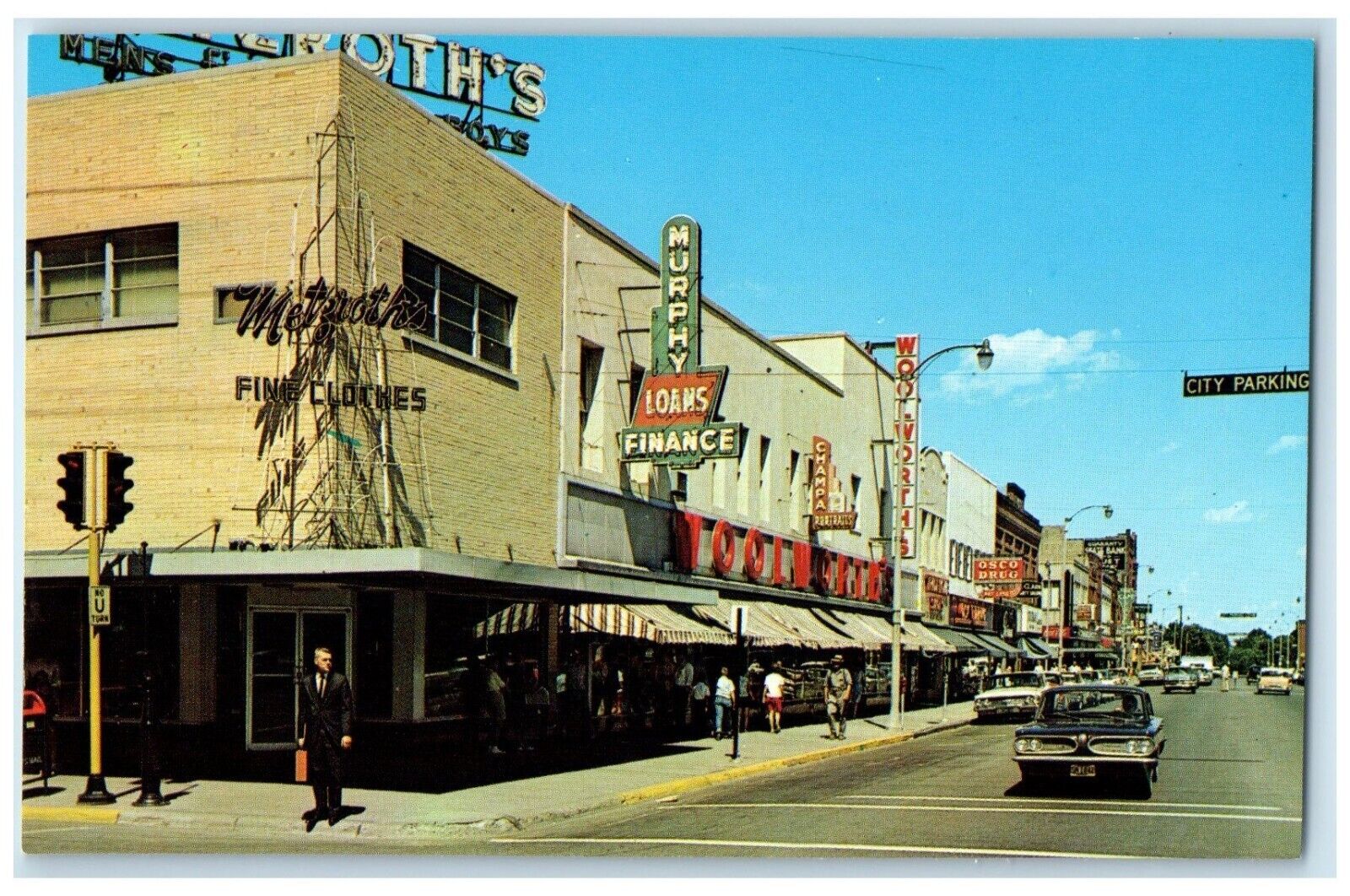 c1960 Greetings From Germain Street Downtown Area St. Cloud Minnesota Postcard