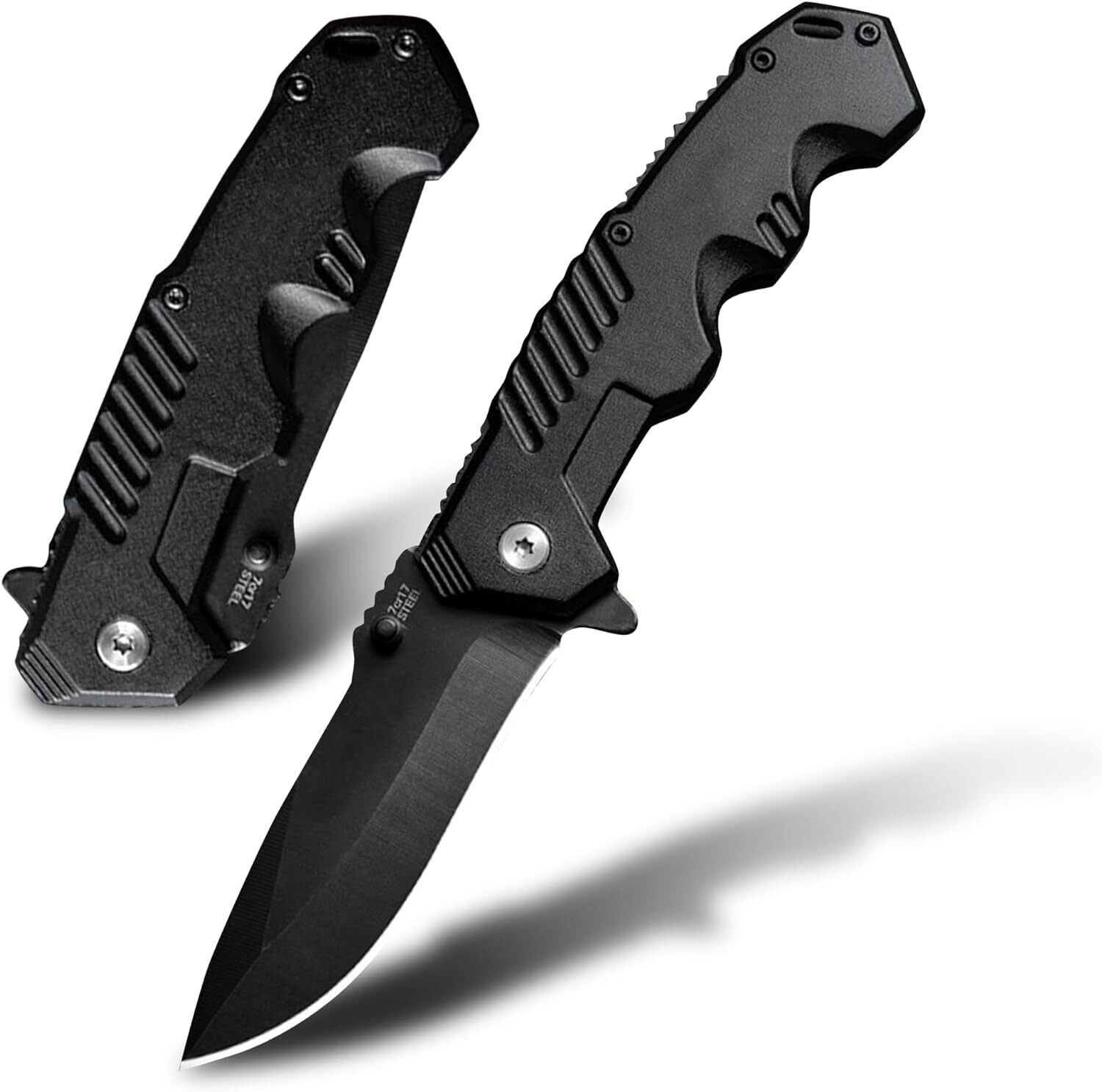 Folding Knife w/ Tactical Stainless Steel Serrated Clip Point Lock Blade Knives
