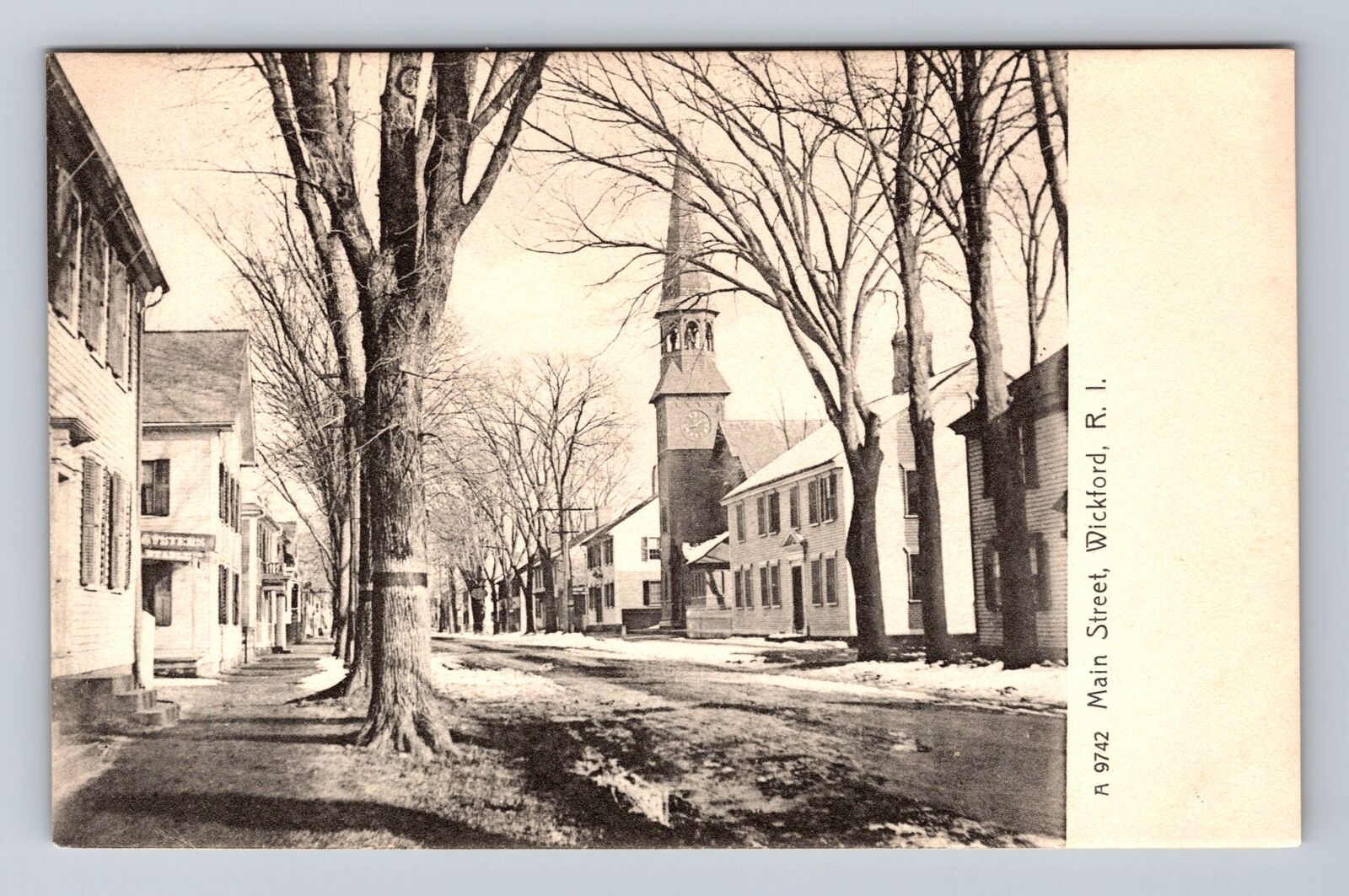 Wickford RI-Rhode Island, Main Street, Advertising, Antique, Vintage Postcard
