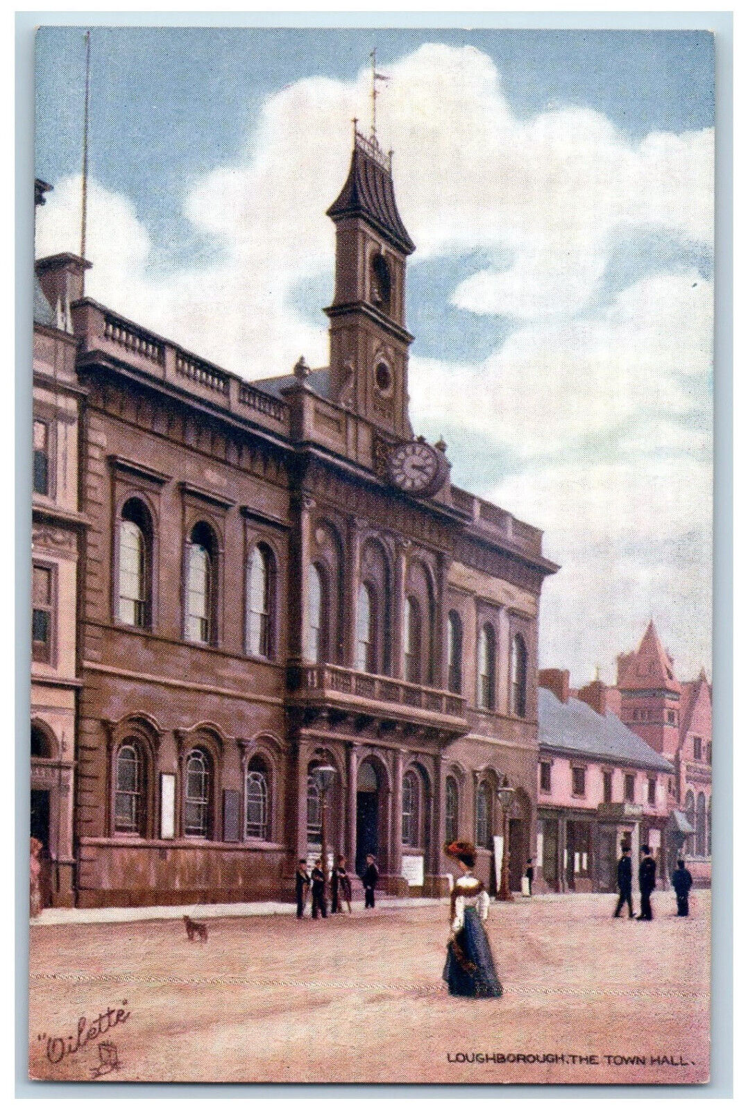 Loughborough England Postcard The Town Hall c1910 Antique Oilette Tuck Art