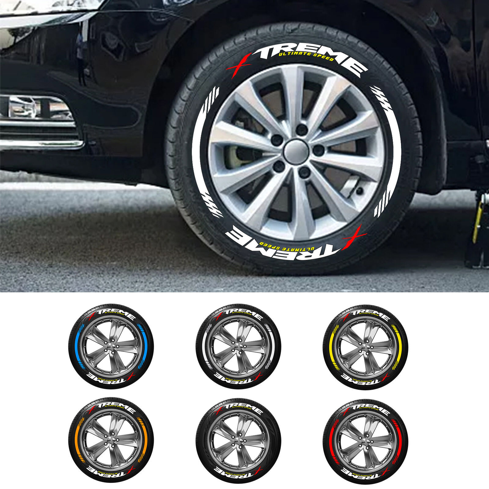 8PCS 3D Rubber Tire Decals Tire Lettering Tyre DIY Stickers Tire Lettering Decal