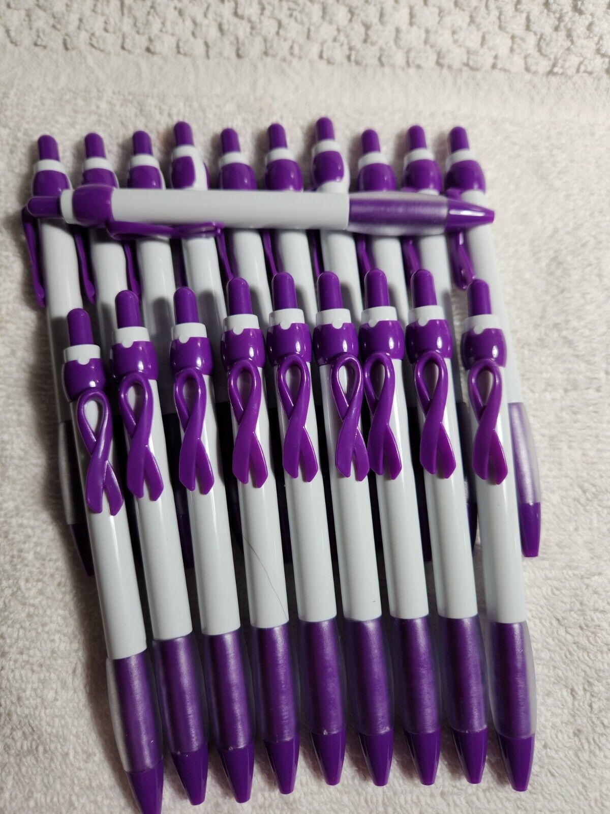 20 Breast Alzheimers Awareness Pens Purple Ribbon Ballpoint Pen Retractable