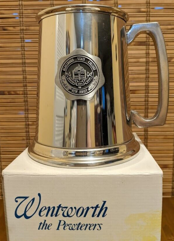 WENTWORTH THE PEWTERERS GLASSBORO STATE COLLEGE PEWTER TANKARD STEIN NEW IN BOX