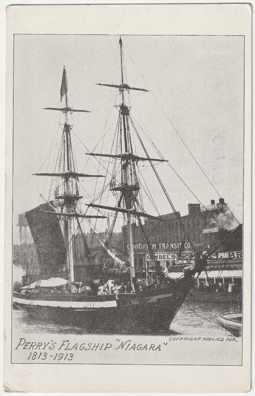 c1908-1913  USS Niagara Perry\'s Flagship Niagra Antique Postcard