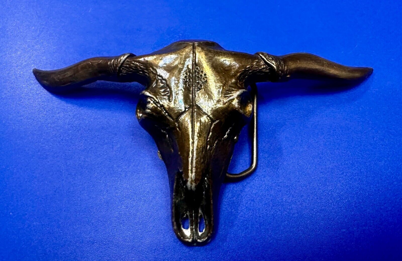 LARGE Texas Longhorn Steer Bull Cow Skull Cut-Out Rodeo Cowboy Belt Buckle