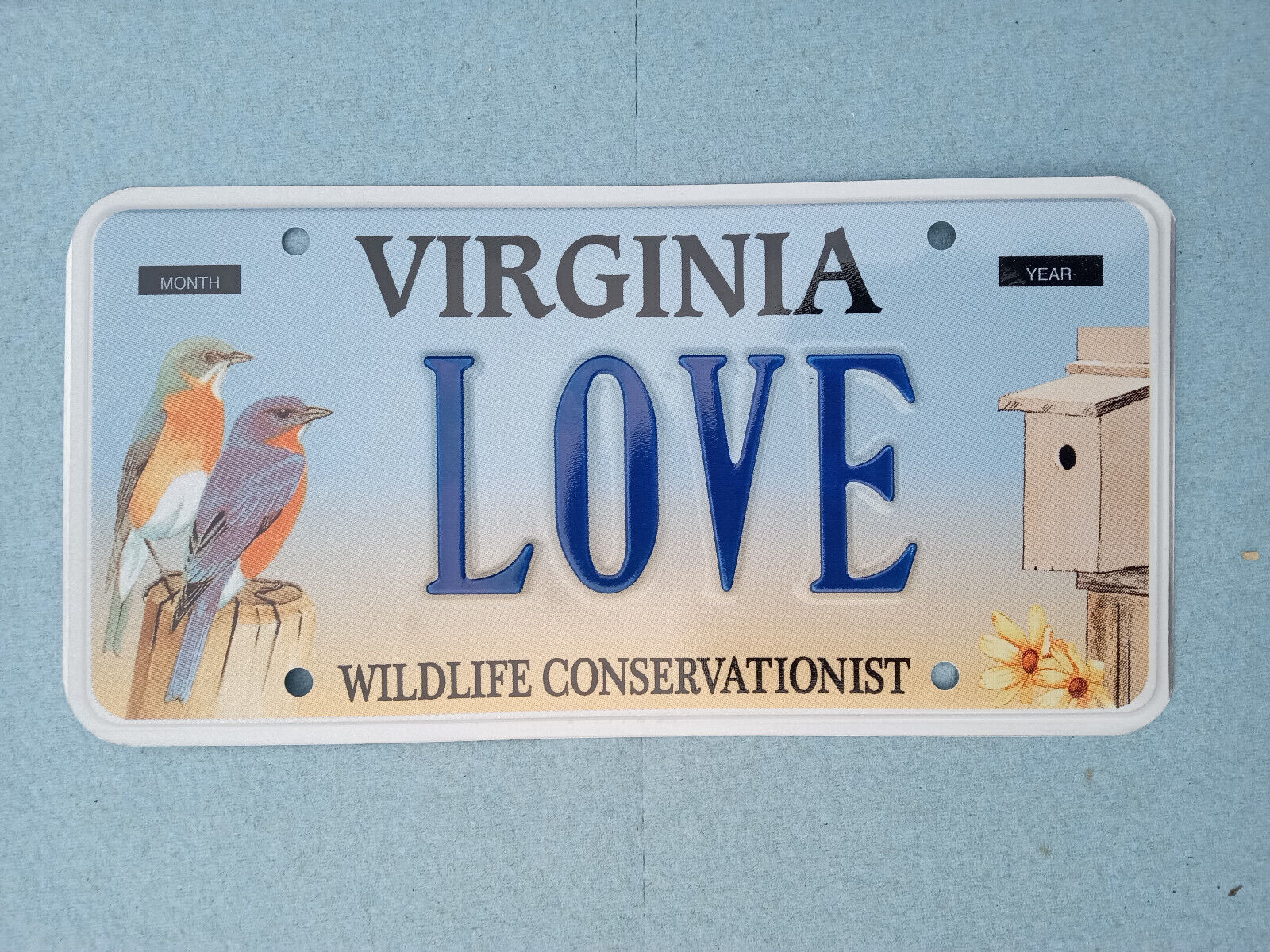 Expired Va DMV Virginia Issued License Love Birds  Personal Tag Man Cave Plate