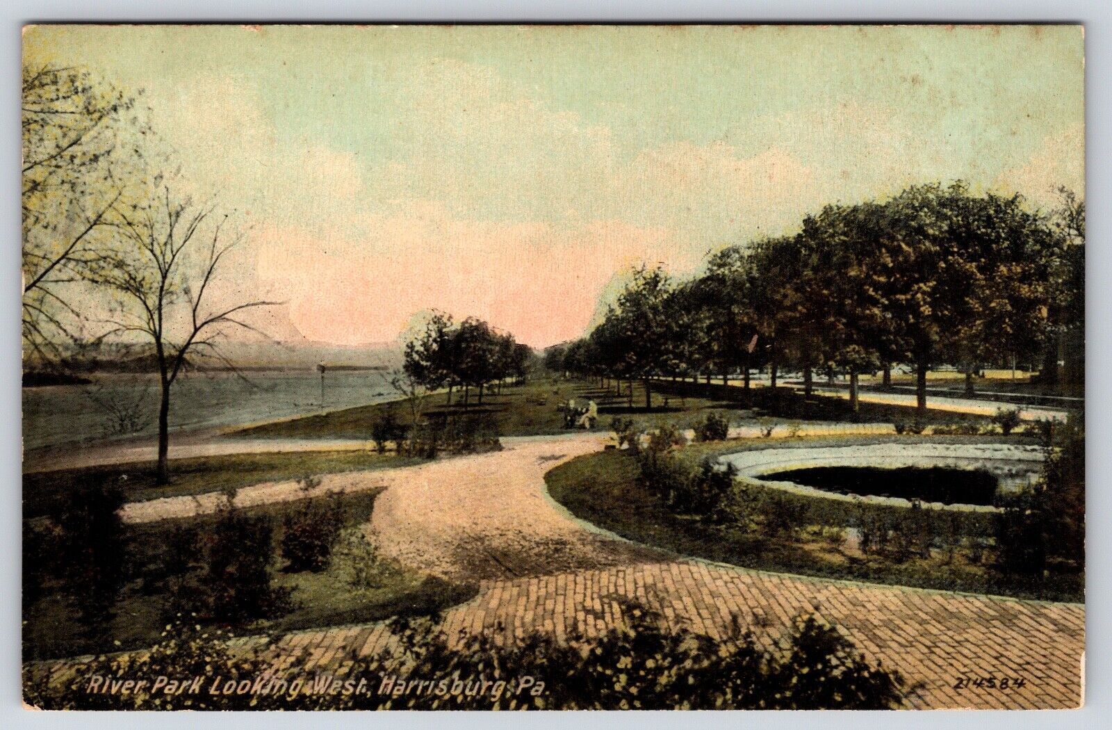 Vintage Postcard Pennsylvania, River Park Looking West, Harrisburg, PA c1907