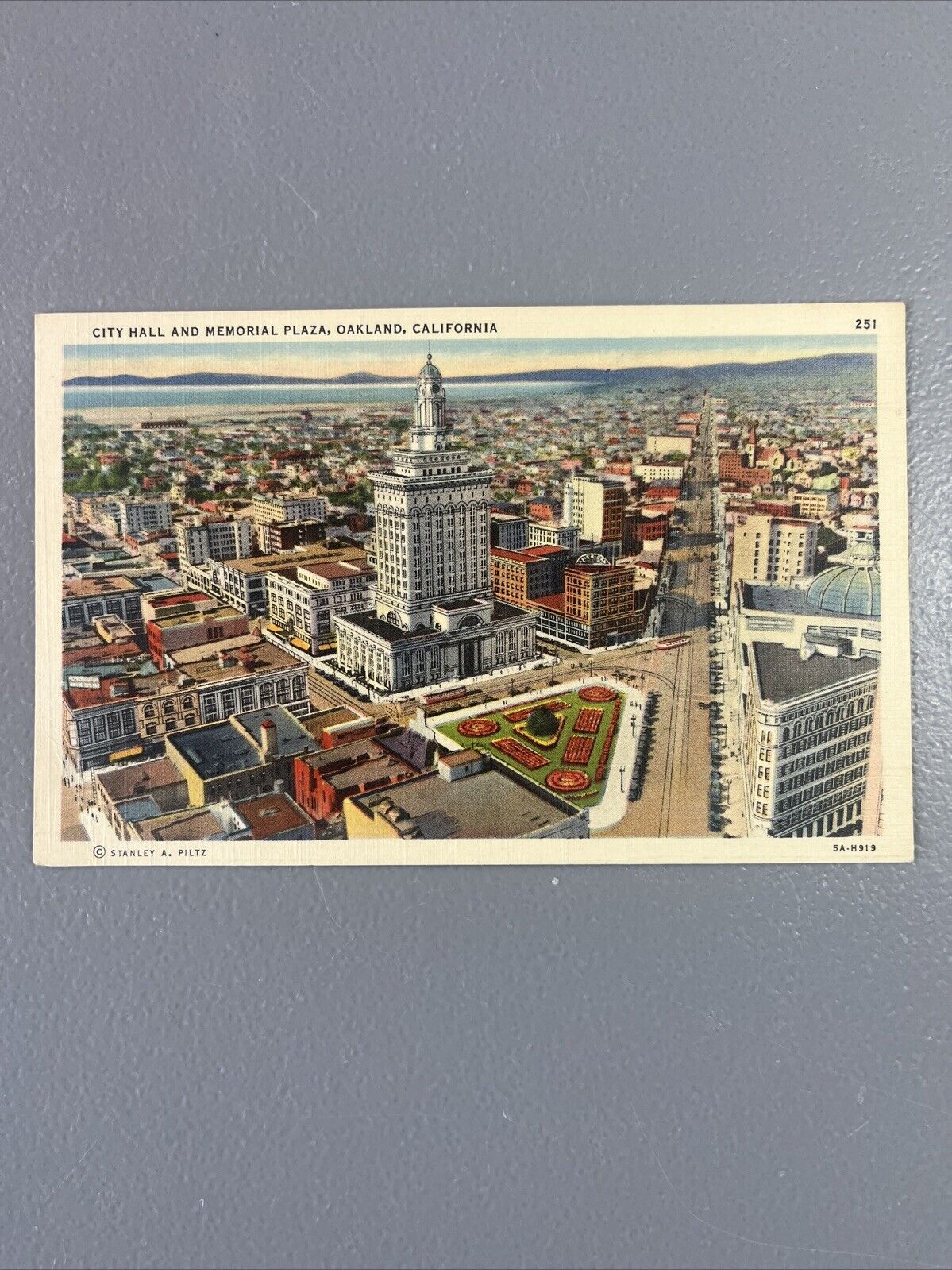 Postcard CA Oakland California and Memorial Plaza Civic Center Linen Vintage PC