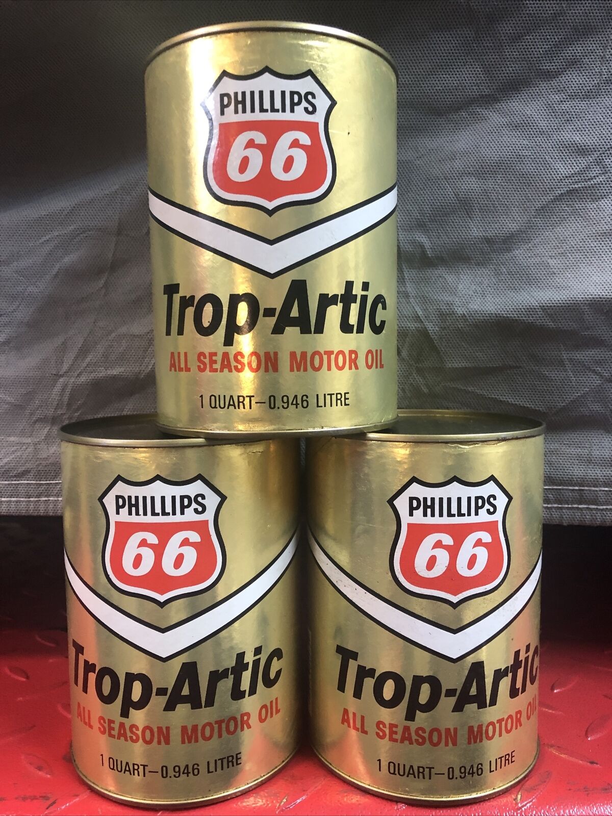 Vintage Phillips 66 Trop-Artic Composite Oil Cans