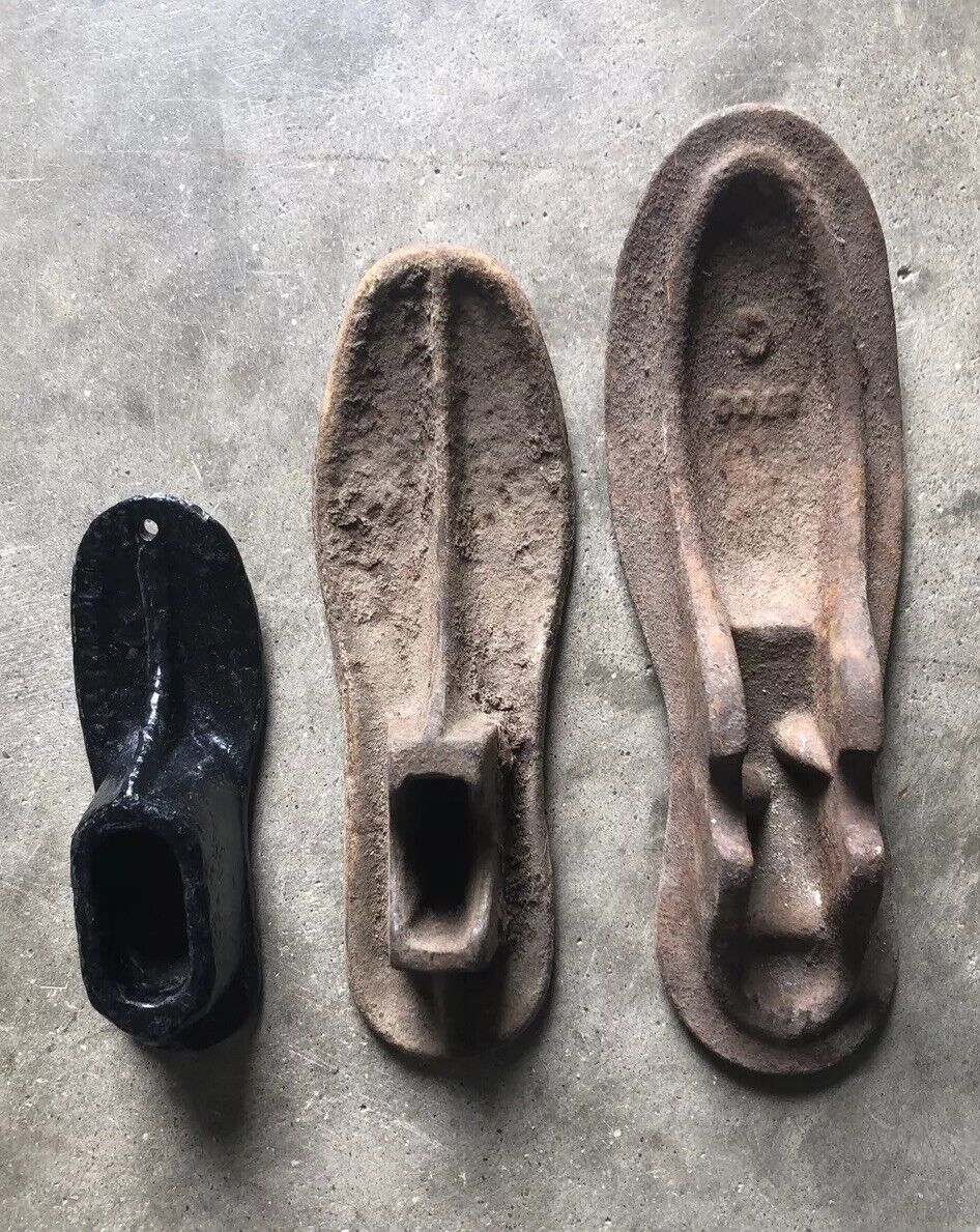 Antique Cast Iron Cobbler Shoe Mold Lot Of 3 Collectible Shoemaker Tools
