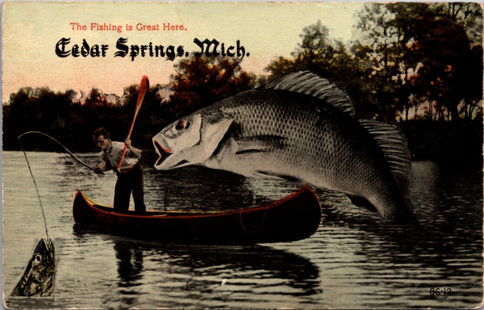 Exaggeration PC Giant Fish The Fishing is Great Here Cedar Springs, Michigan