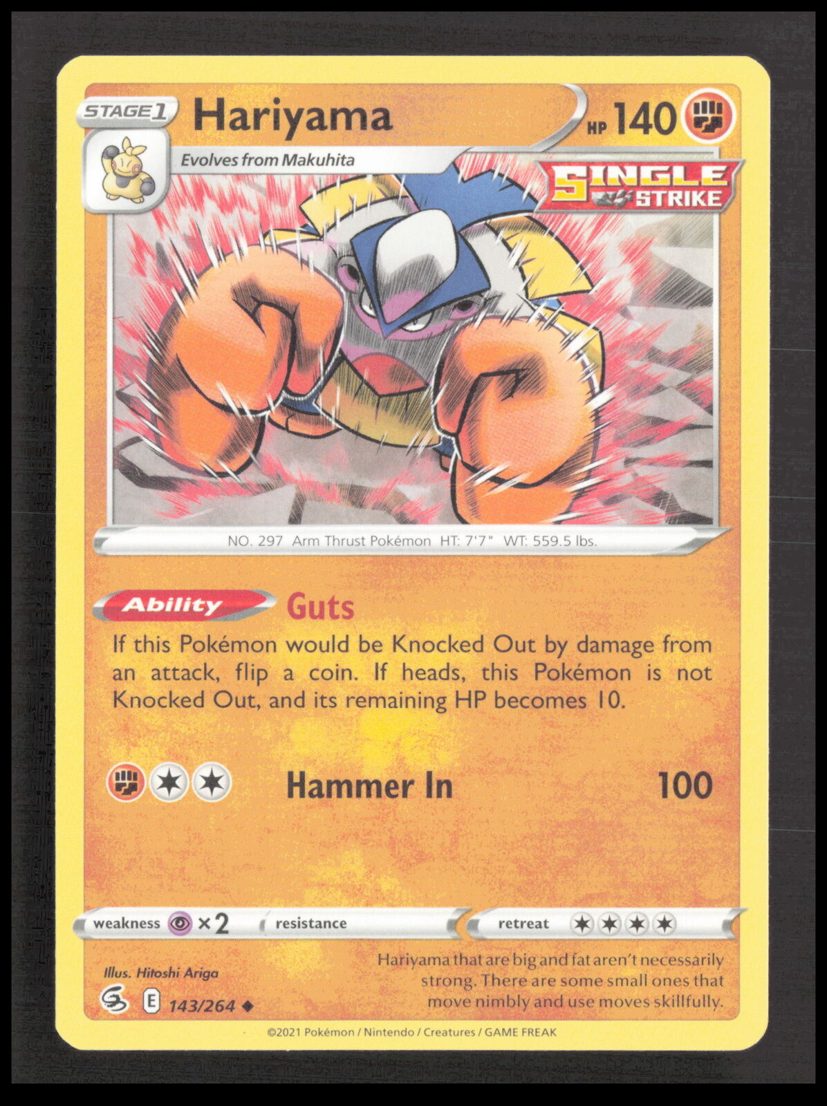 Hariyama 143/264 Uncommon SWSH08: Fusion Strike Pokemon tcg Card CB-1-3-C-26