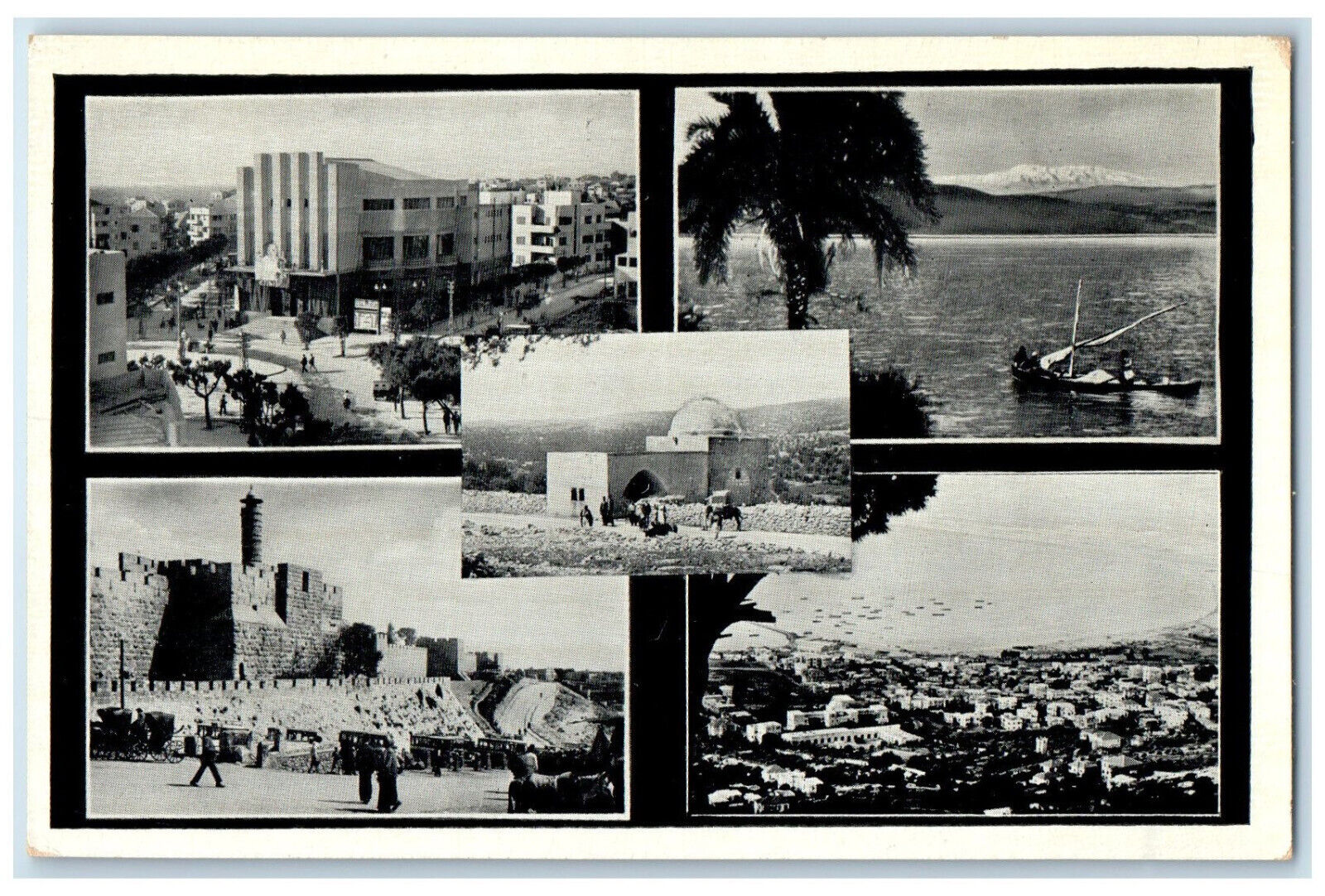 c1930's Greetings of Palestina Multiview Unposted Vintage Postcard