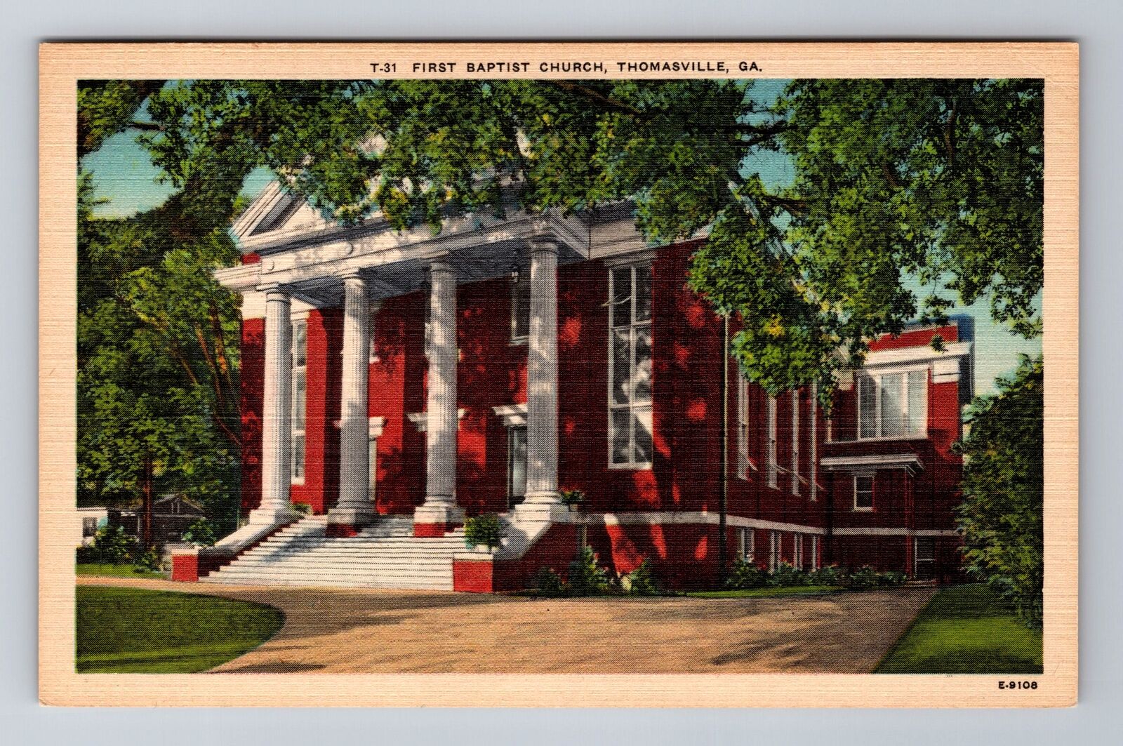 Thomasville GA-Georgia, First Baptist Church, Antique Vintage Souvenir Postcard
