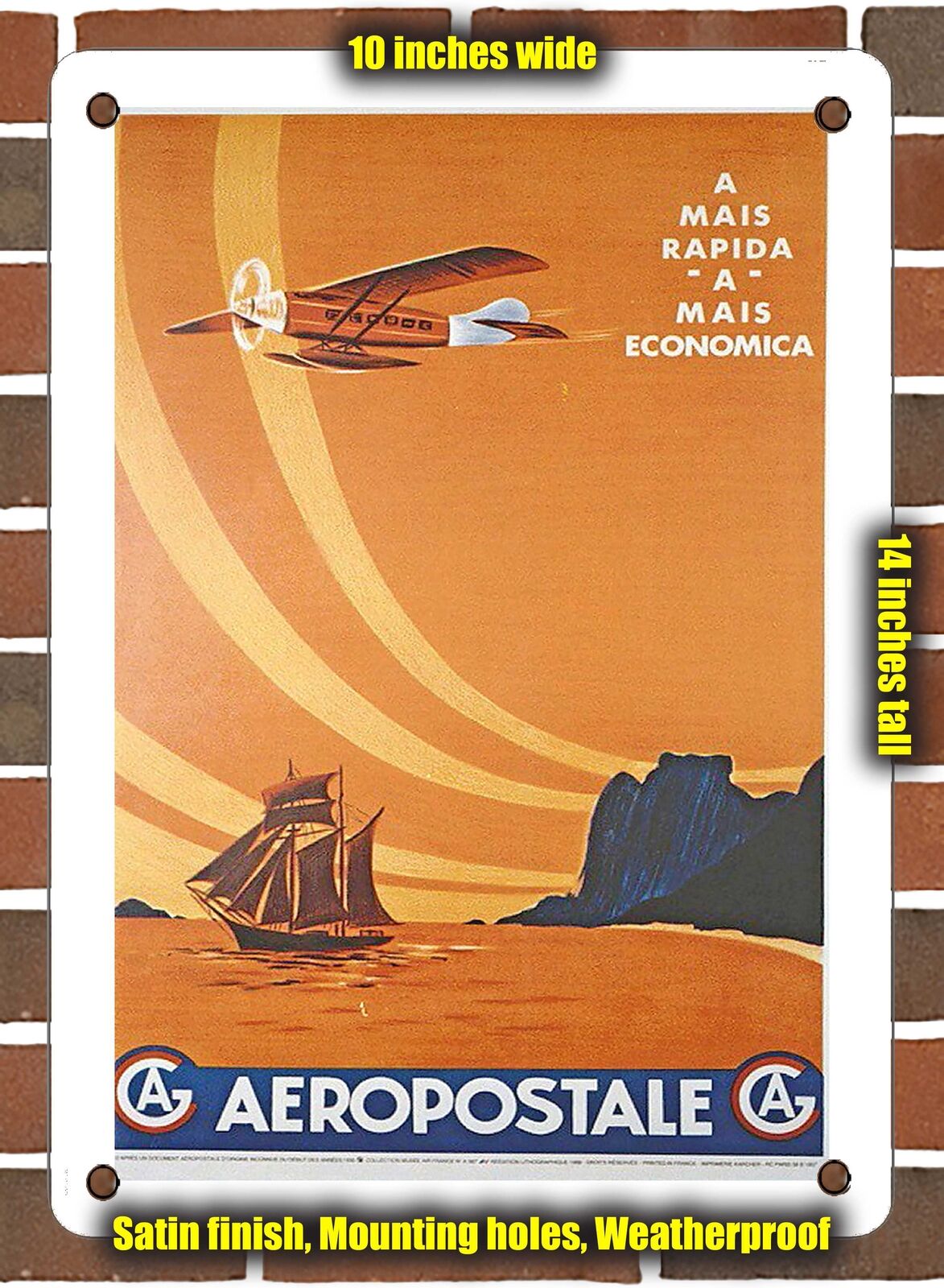 METAL SIGN - 1930 The Fastest, The Most Economical Aeropost - 10x14 Inches