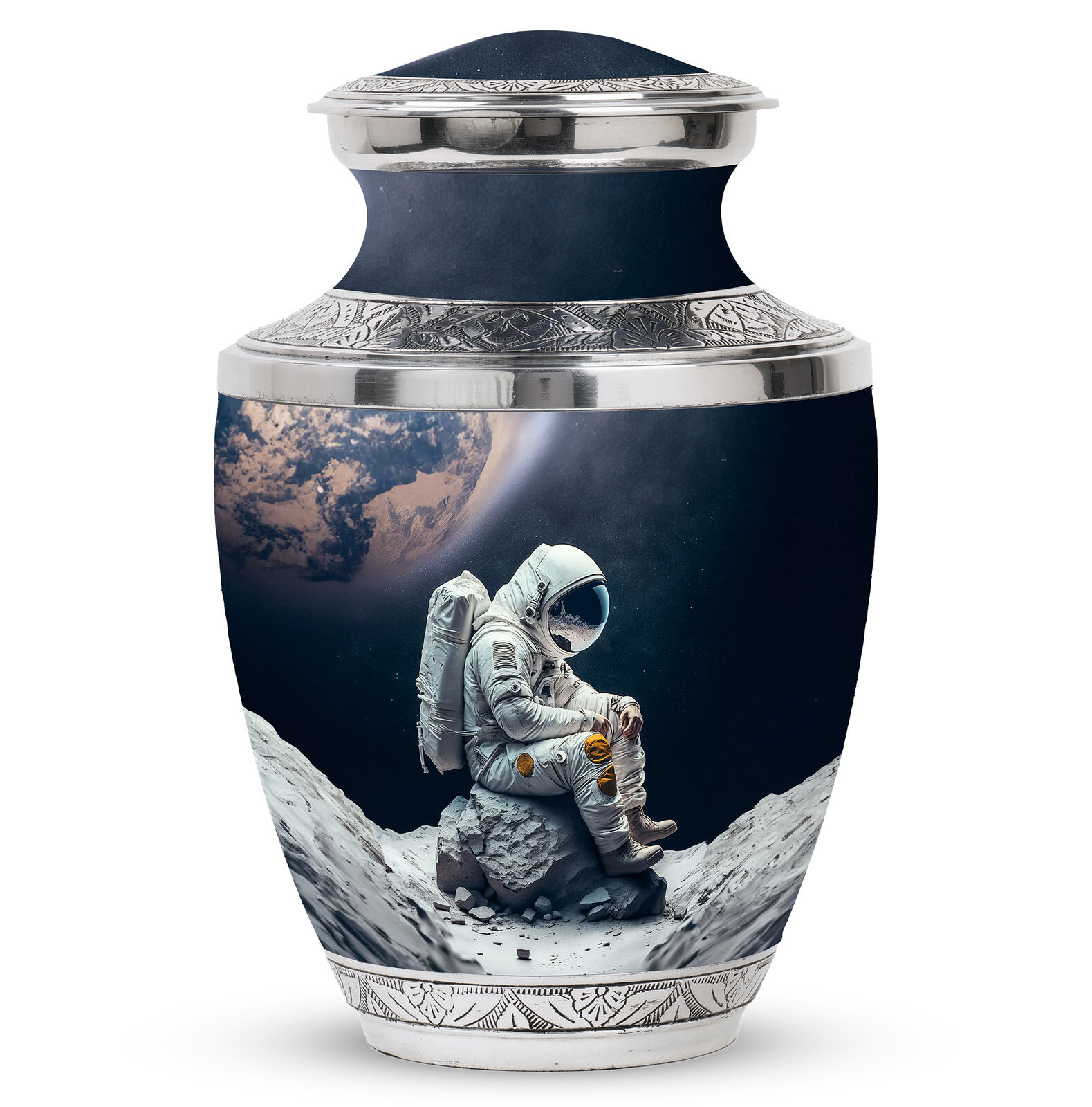 Urns For Infant Ashes Astronaut Suit Sitting Cracked Stone (10 Inch) Large Urn