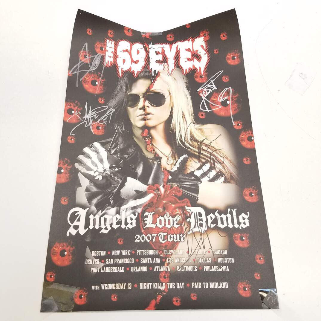 The 69 Eyes 'Angels Love Devils' 2007 Tour Poster -  Band Signed