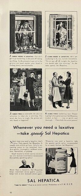 Rare 1941 Original Vintage Sal Haptica Stomach Medicine Advertisement Ad