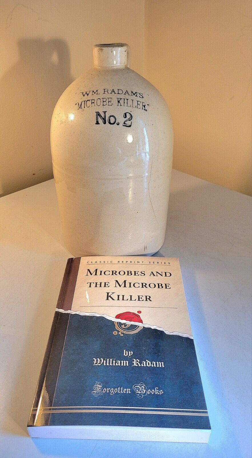 Wm RADAM'S MICROBE KILLER NO.2 STONEWARE GALLON JUG 1890s