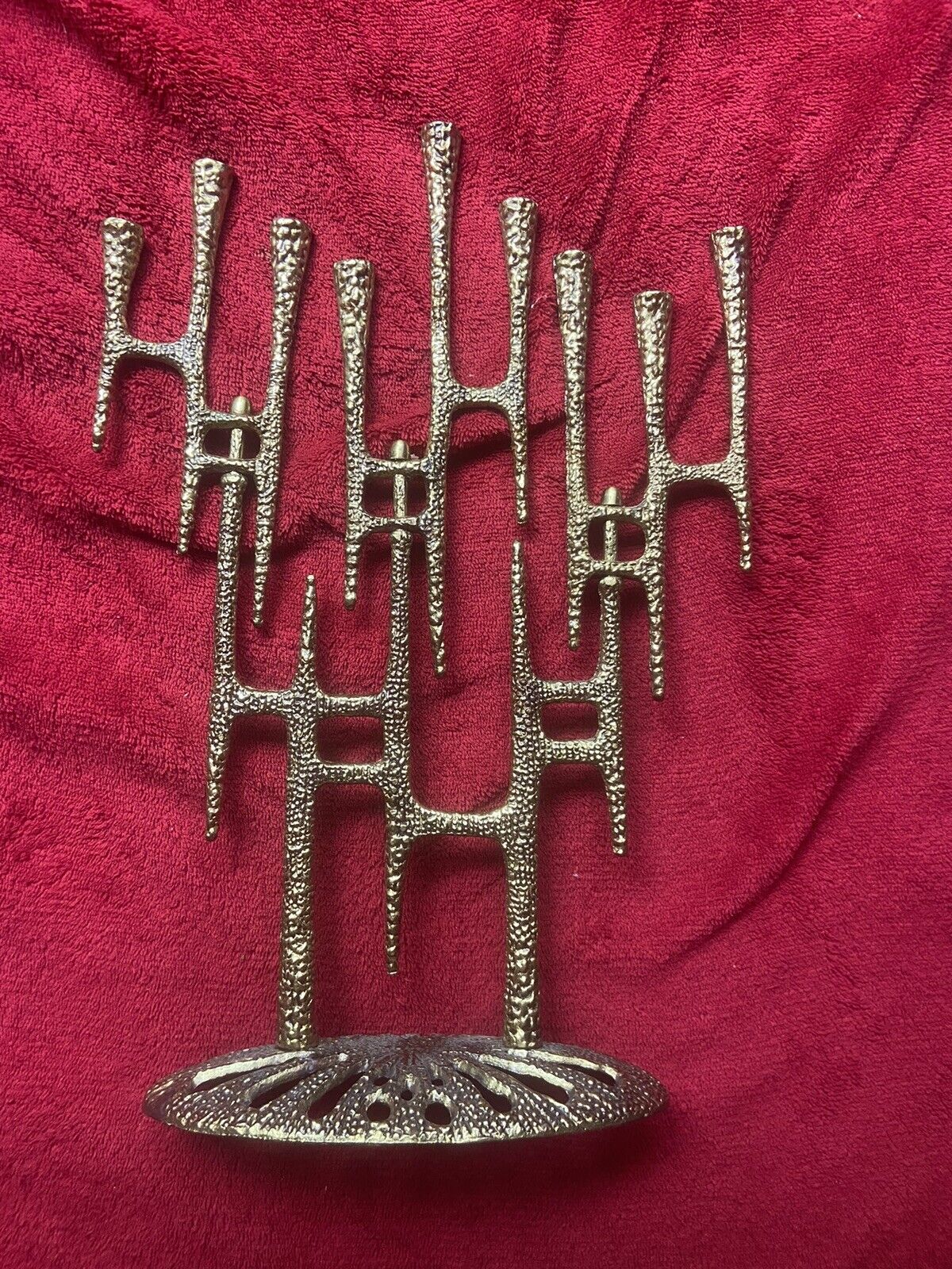 Wainberg Brutalist Menorah Brass Articulated Made in Israel Vintage Judaica