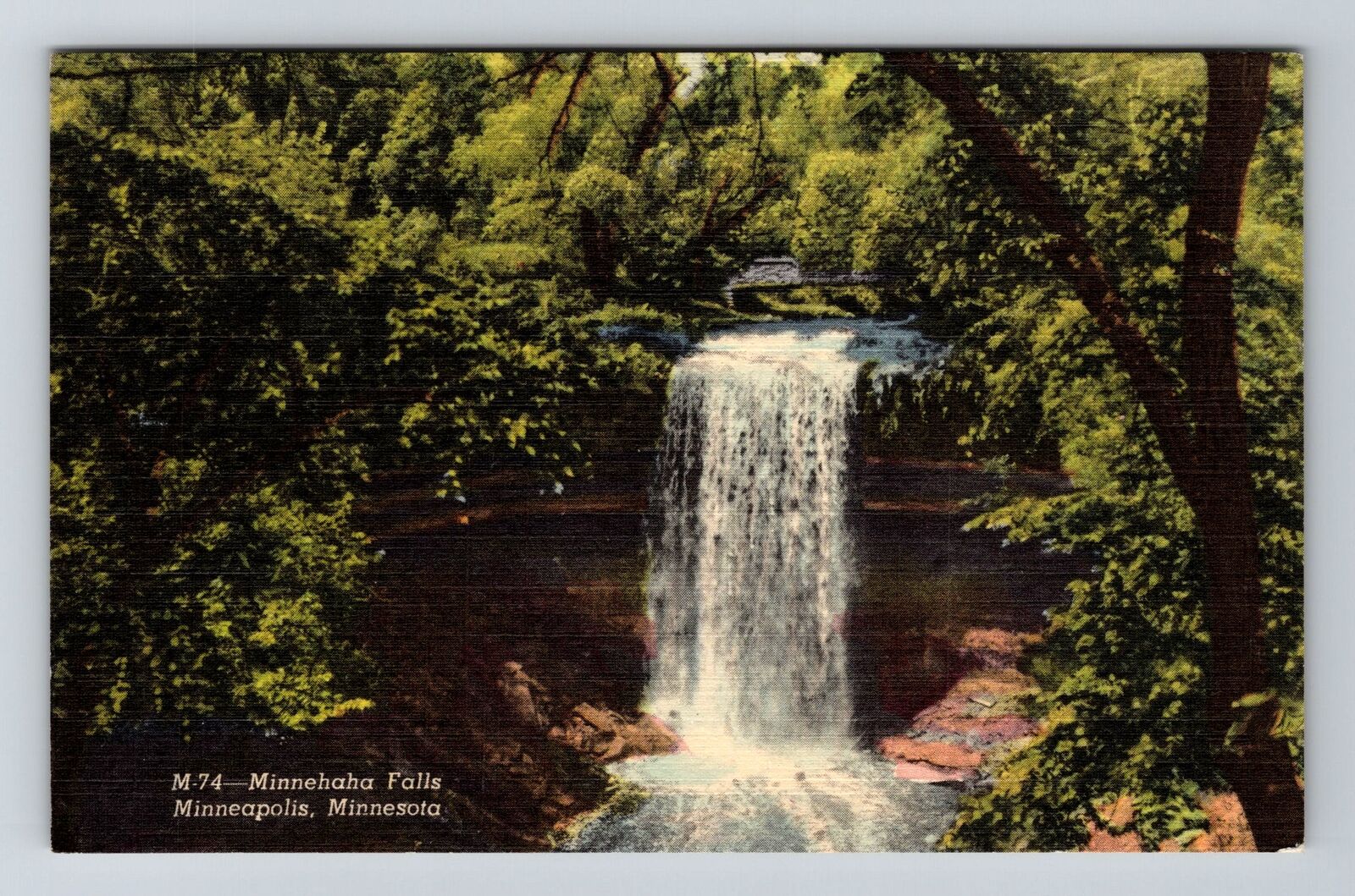 Minneapolis MN-Minnesota, Minnehaha Falls Vintage Souvenir Postcard