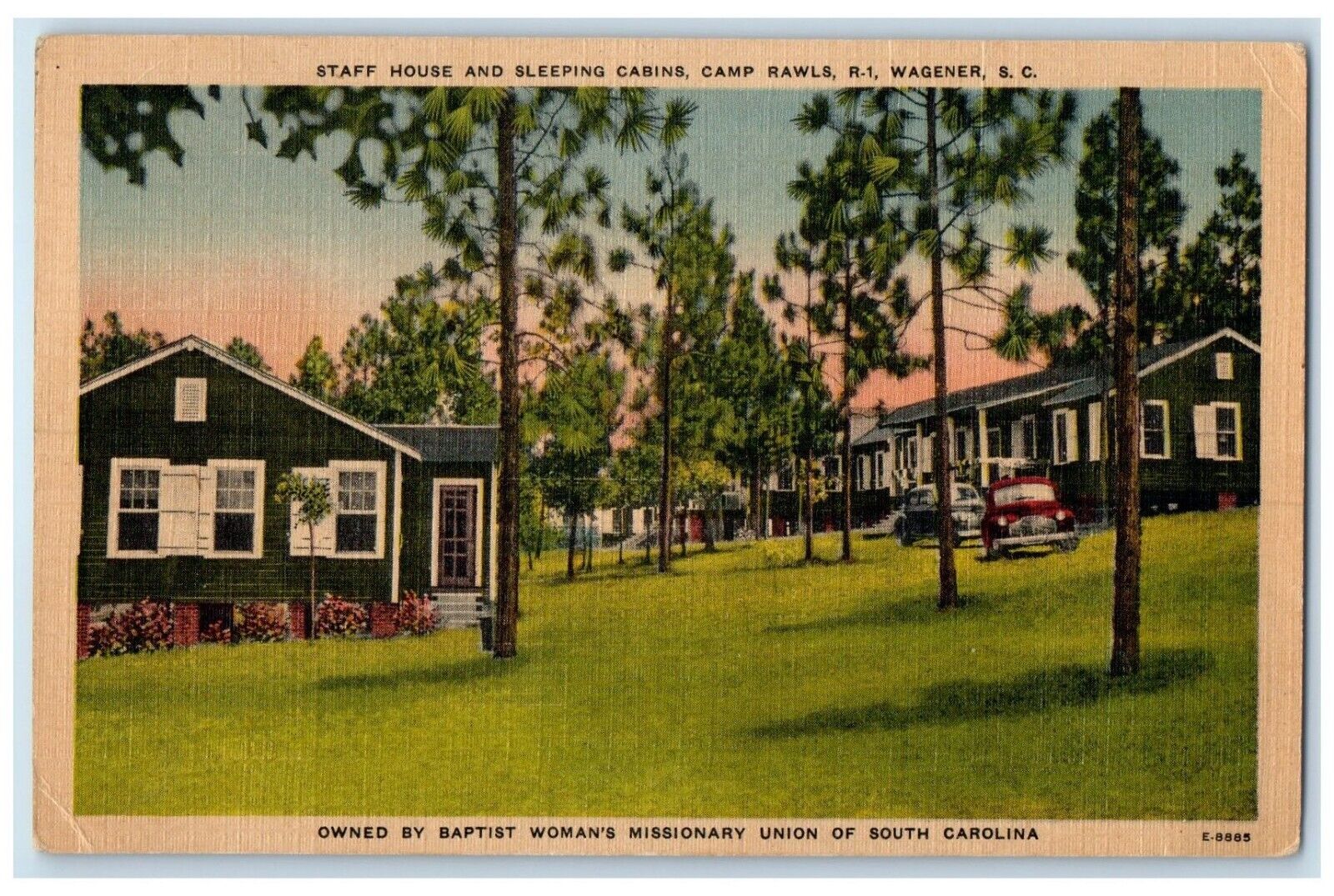 c1940 Staff House Sleeping Cabins Camp Rawls Wagener South Carolina SC Postcard