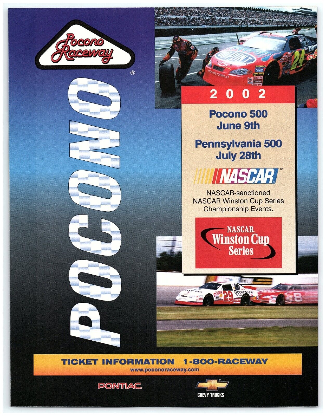 2002 Pocono 500 Print Ad, Raceway NASCAR Winston Cup Series Tickets June 9th