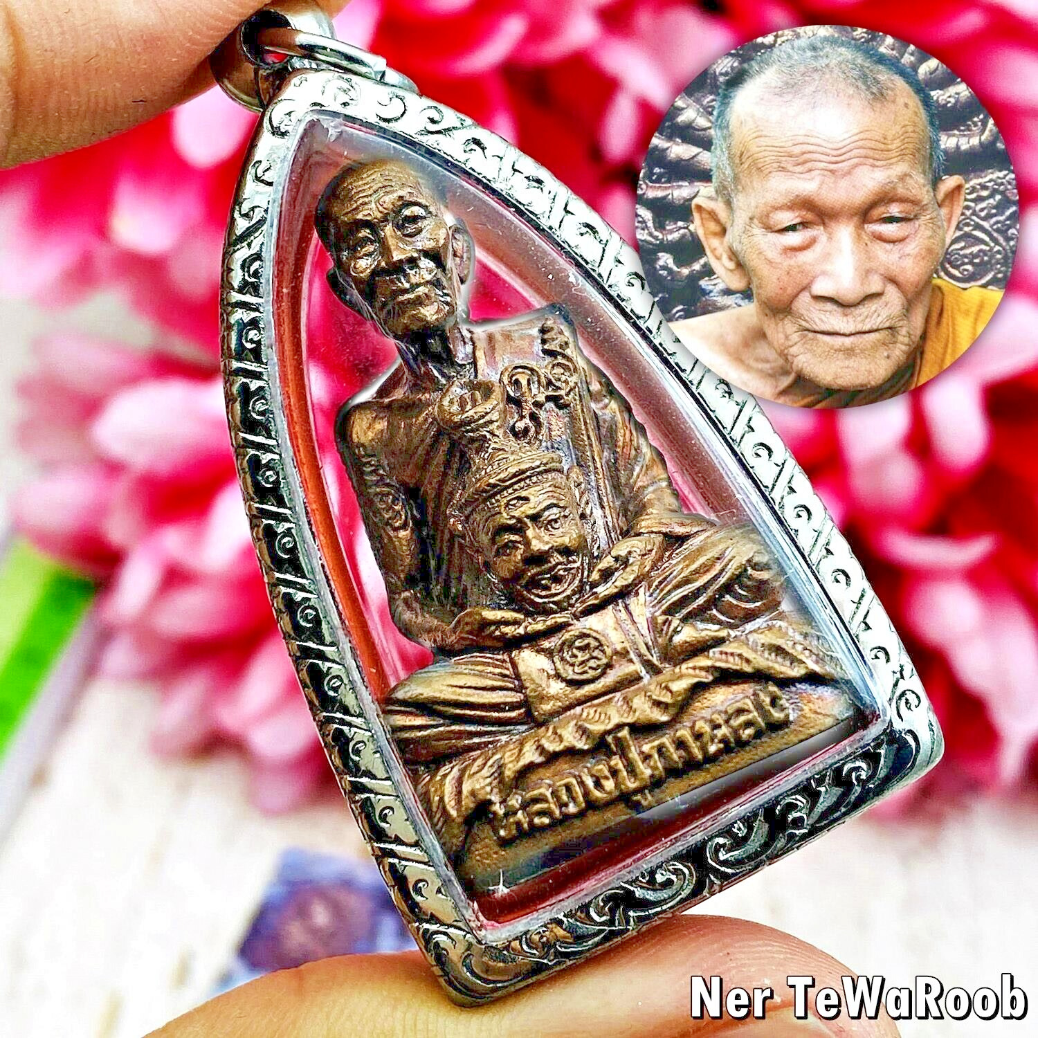 Miniature Kalong Lersri Hermit Head Tewaroob Lucky Rich Be2551 Thai Amulet 17820
