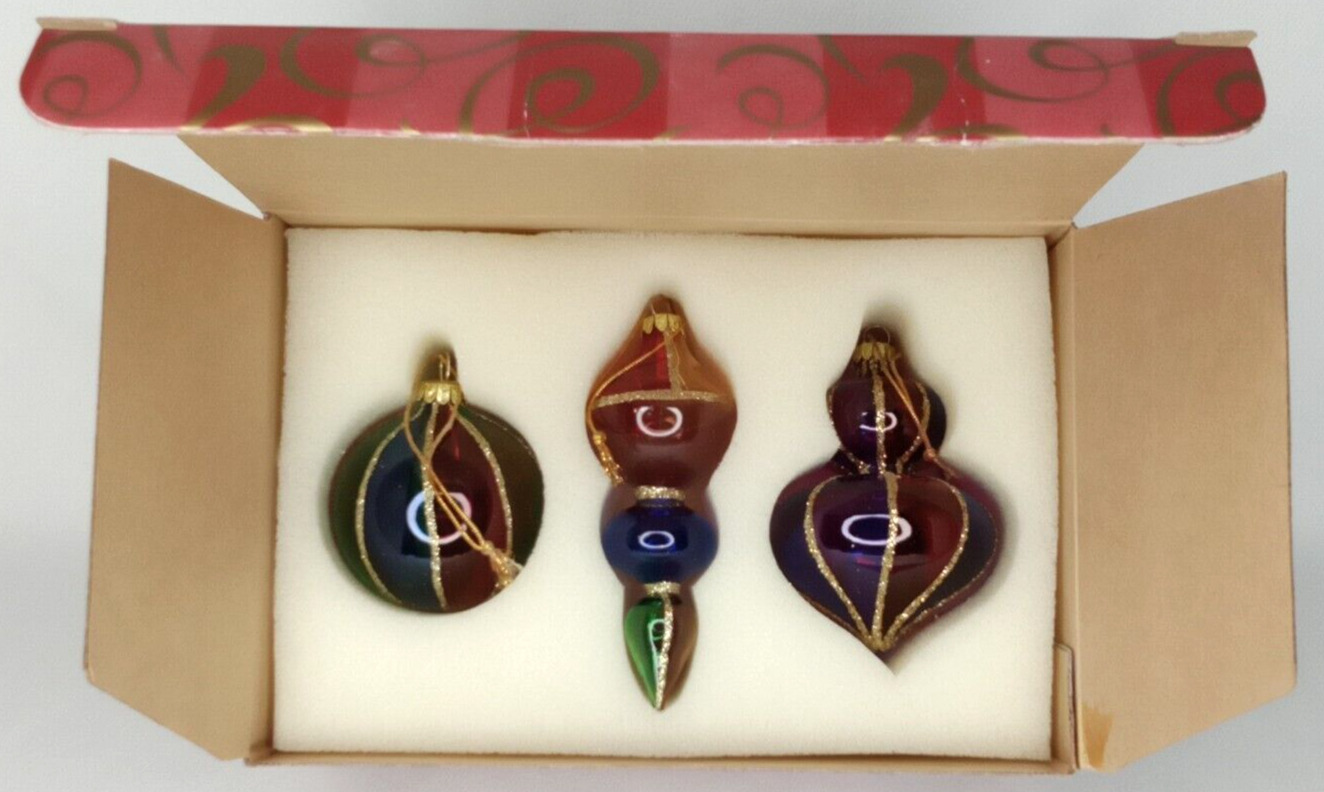 Christmas Ornament Avon Glass Holiday Treasures Set Of 3 With Original Box