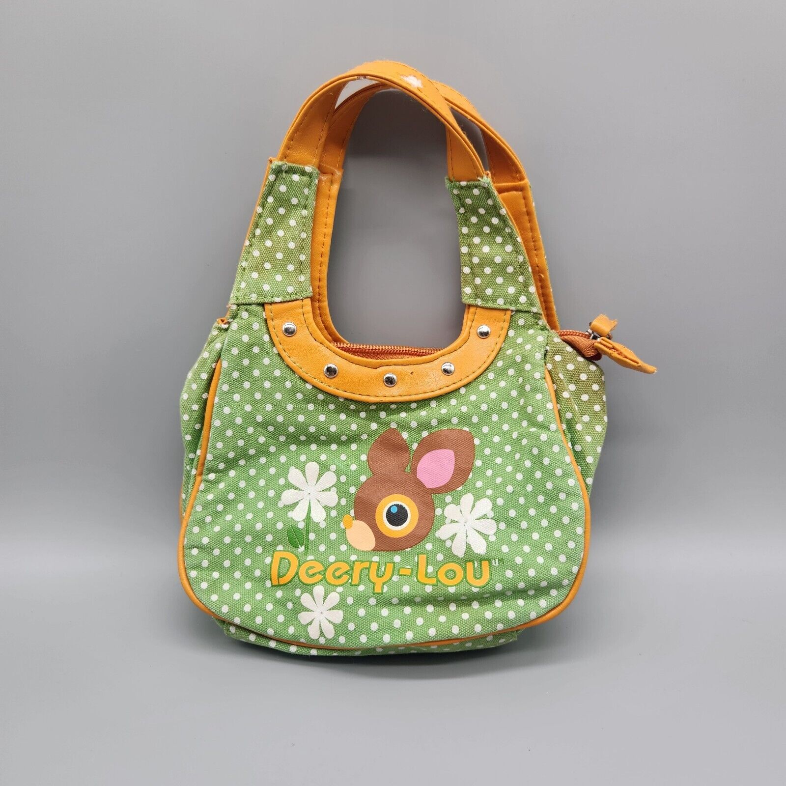 Deery-Lou Sanrio Bag Purse Small Green White Polka Dots Deer Adorable HTF *READ