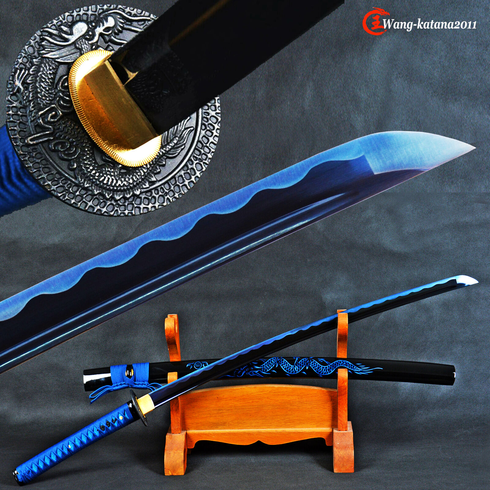 All Blue Sharp Functional Sword 1095 Steel Battle Ready Japanese Samurai Katana