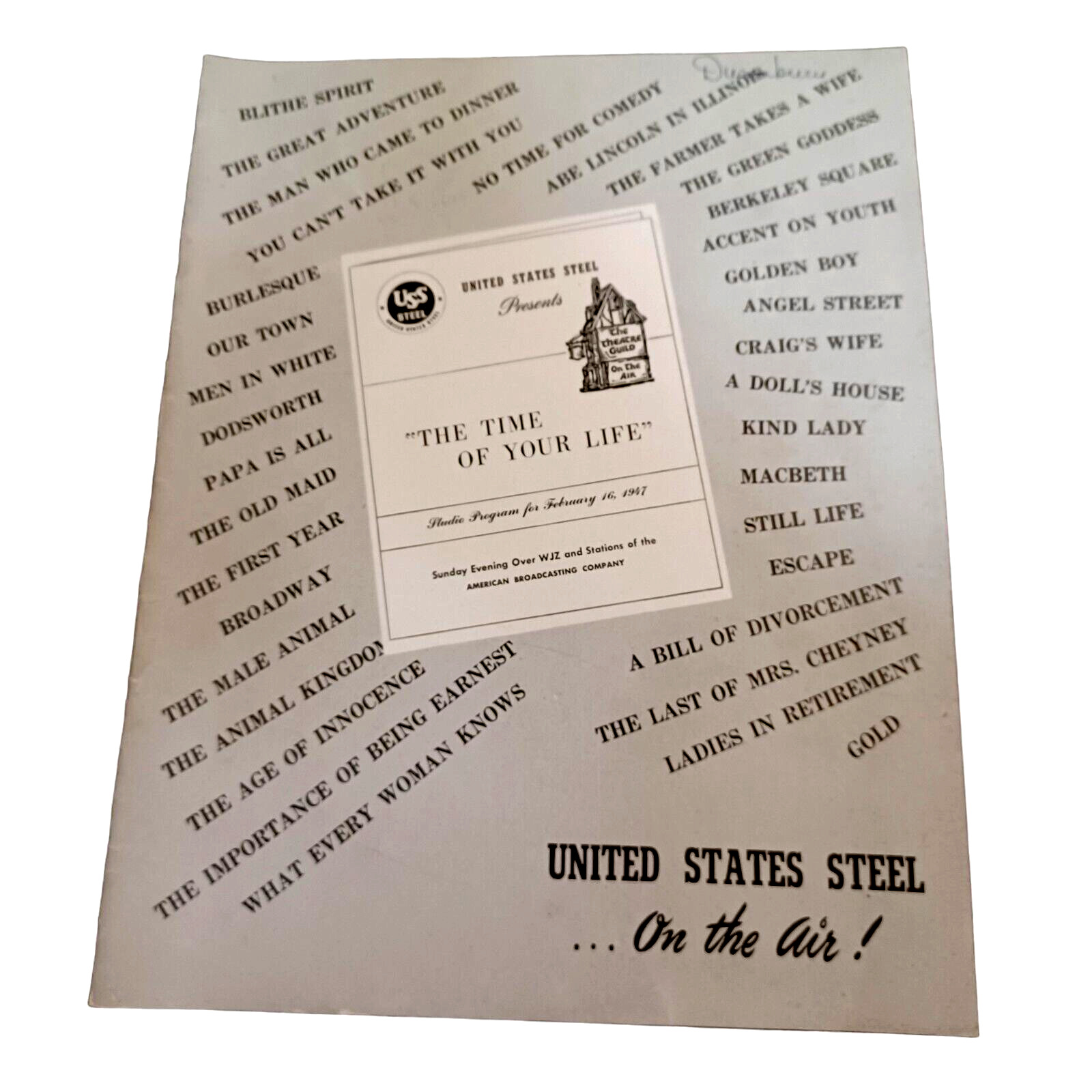 1947 United States Steel Corp  Theatre Guild February Radio Studio Program