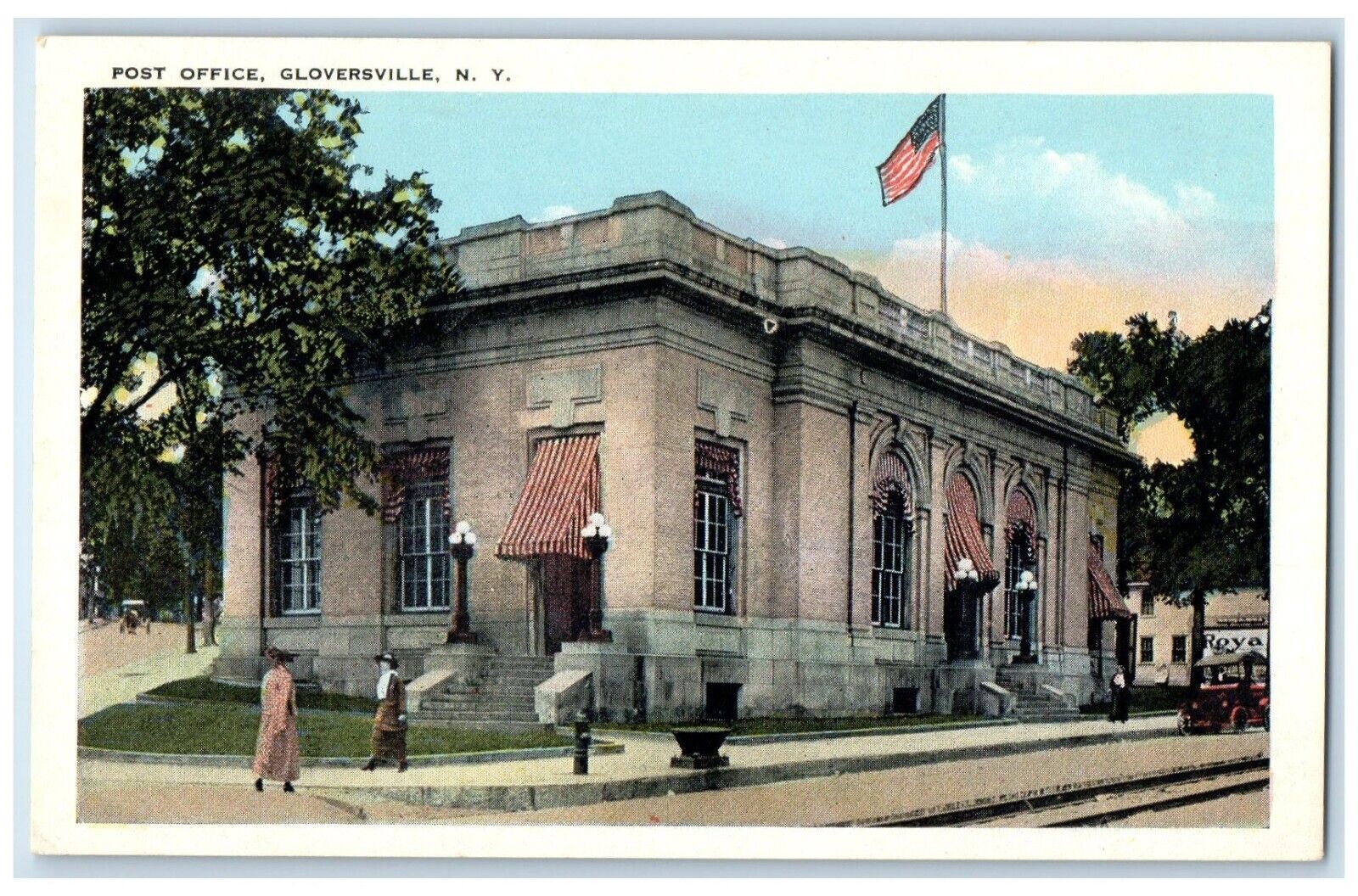 c1920 Post Office Exterior View Building Gloversville New York Vintage Postcard