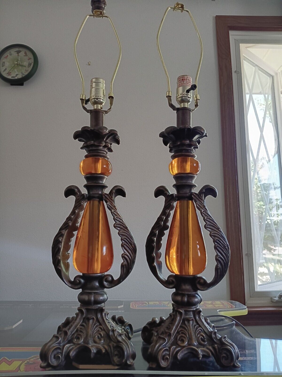 Vintage Amber Glass Home Decor Lamps. 31