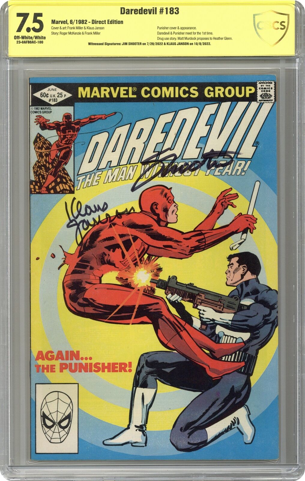 Daredevil #183D CBCS 7.5 SS Shooter/Janson 1982 23-0AFB6AC-100
