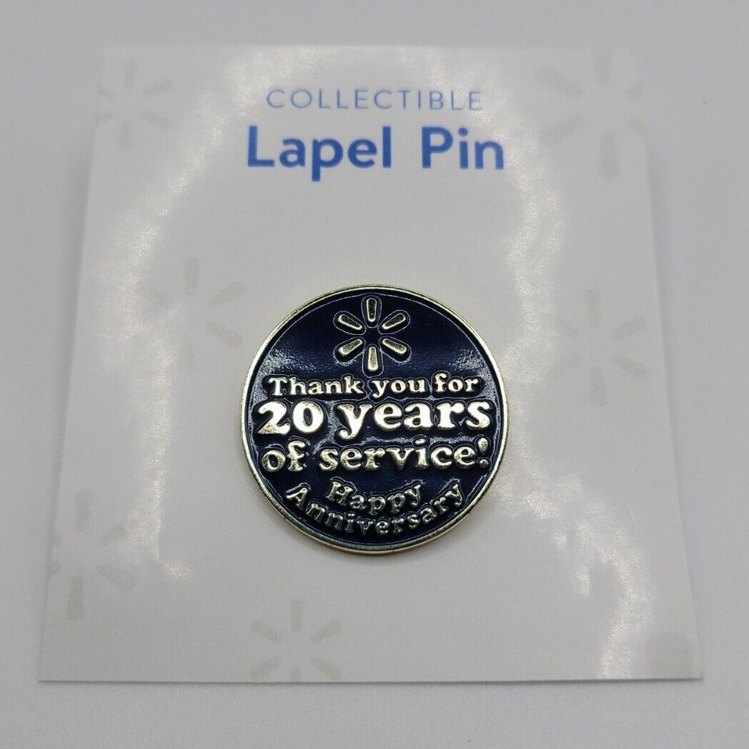 Walmart Limited Collectible Mr. 20 Years of Service Metal Pin. *RETIRED PIN*