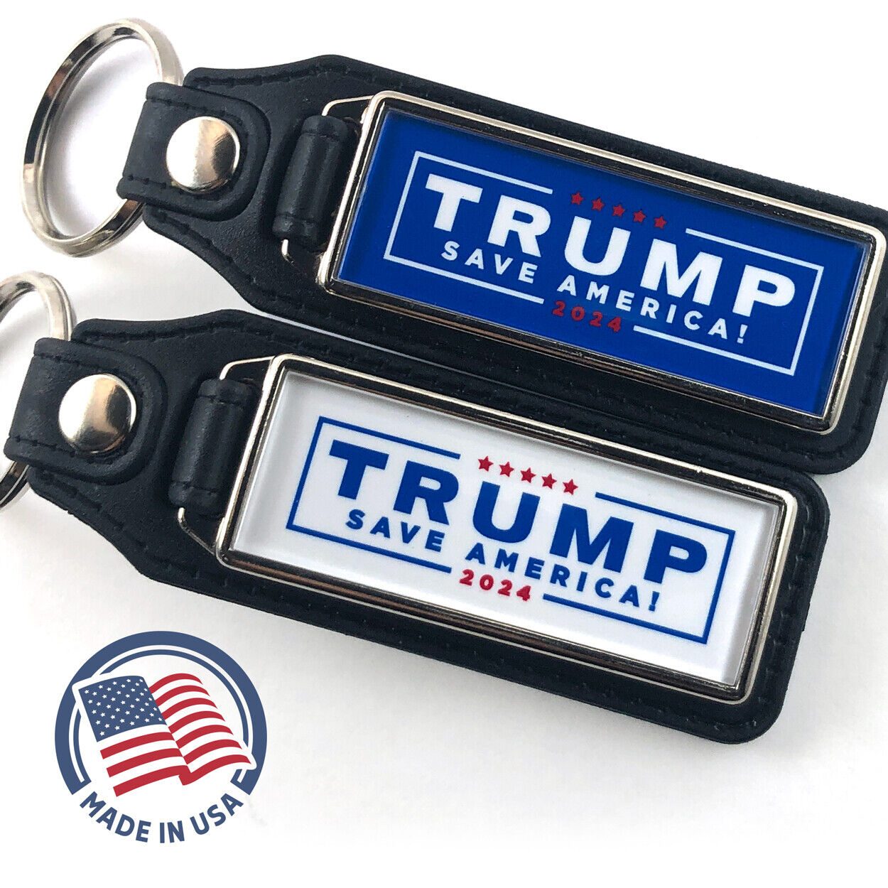 Trump SAVE AMERICA 2024 Key Fob Key Ring Keychain (2-Pack)